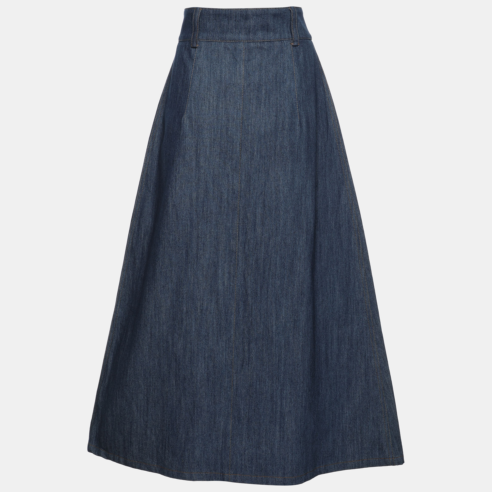 Miu Miu Blue Denim Button Front Midi Skirt M