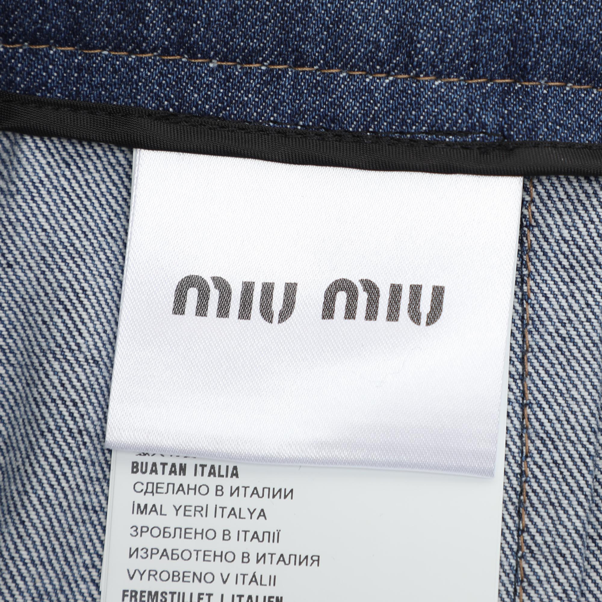 Miu Miu Blue Denim Button Front Midi Skirt M