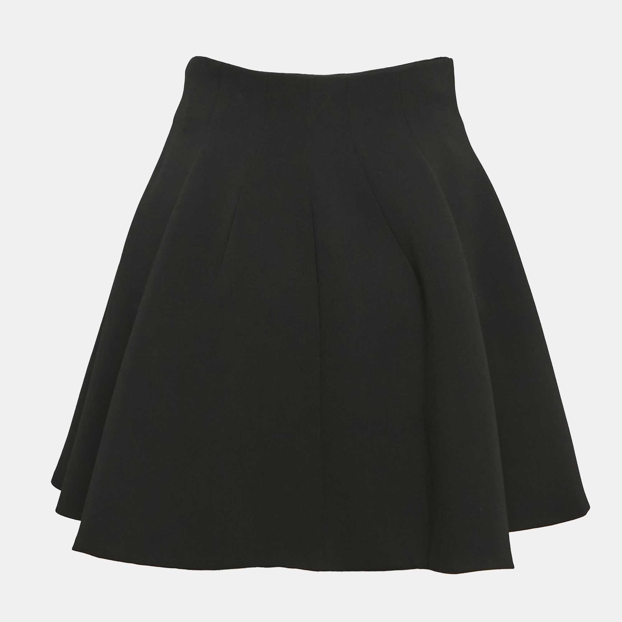 Miu Miu Black Crepe Mini Skirt S