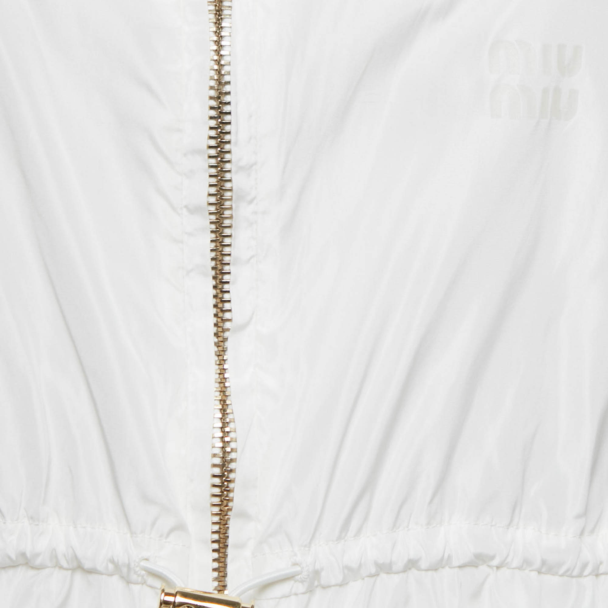 Miu Miu White Technical Silk Perforated Detail Sleeveless Mini Dress XS