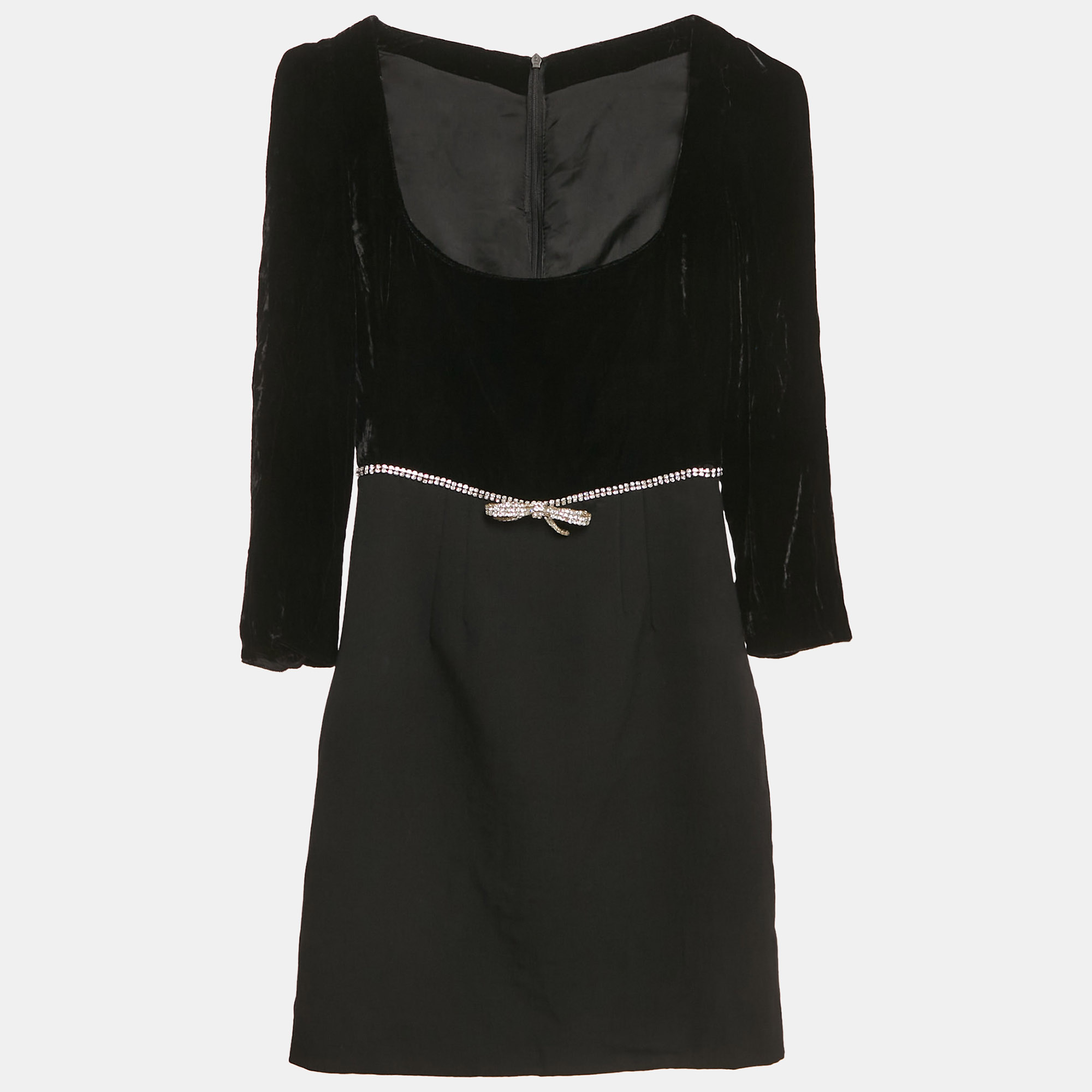 Miu Miu Black Velvet and Wool Crystal Bow Detail Mini Dress XS
Miu Miu Black Velvet and Wool Crystal Bow Detail Mini Dress XS