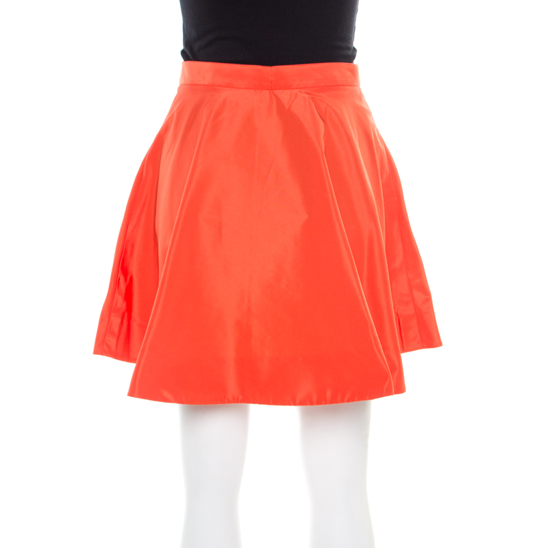 Miu Miu Orange Zip Front Detail Mini Circle Skirt S