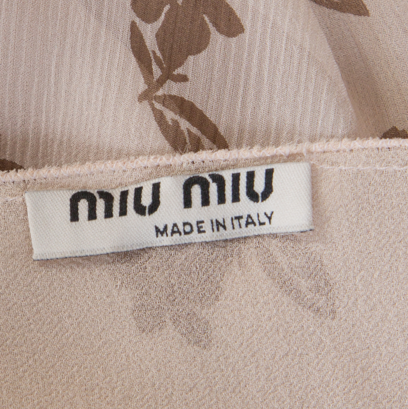 Miu Miu Pale Pink Silk Chiffon And Ruffled Lace Detail Camisole Top M