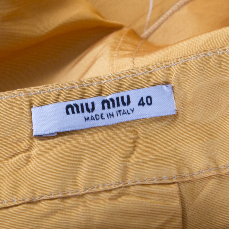 Miu Miu Yellow Taffeta Box Pleat Mini Skirt S