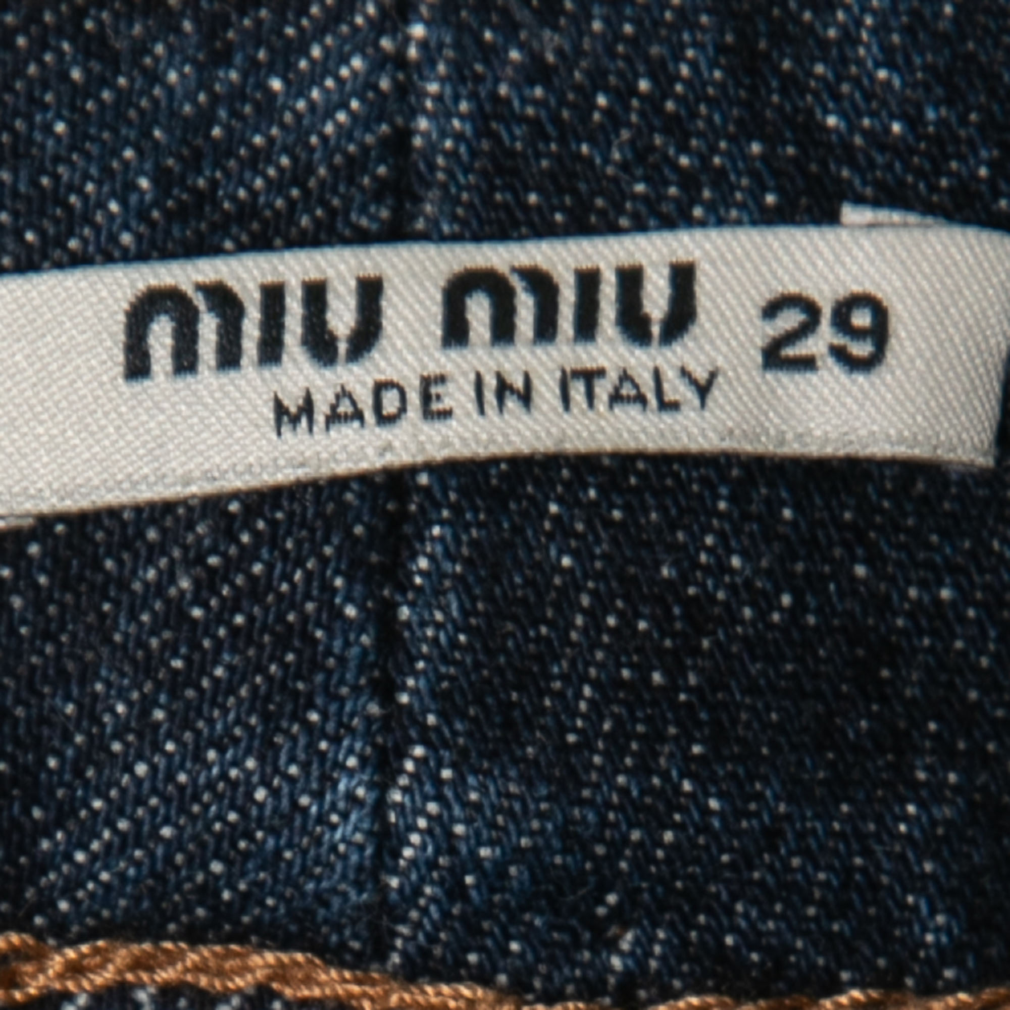 Miu Miu Indigo Embellished Detail Crop Jeans M