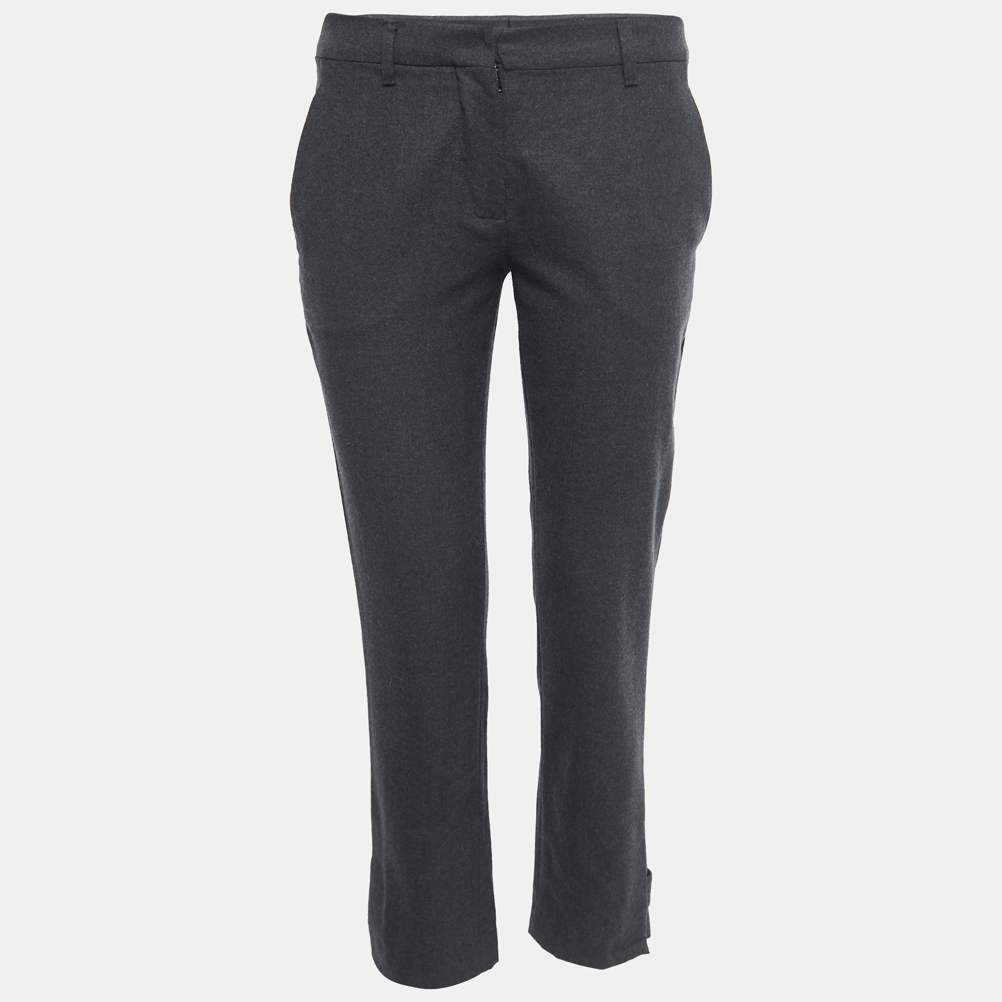 Miu Miu Grey Wool Regular Fit Cropped Pants S
