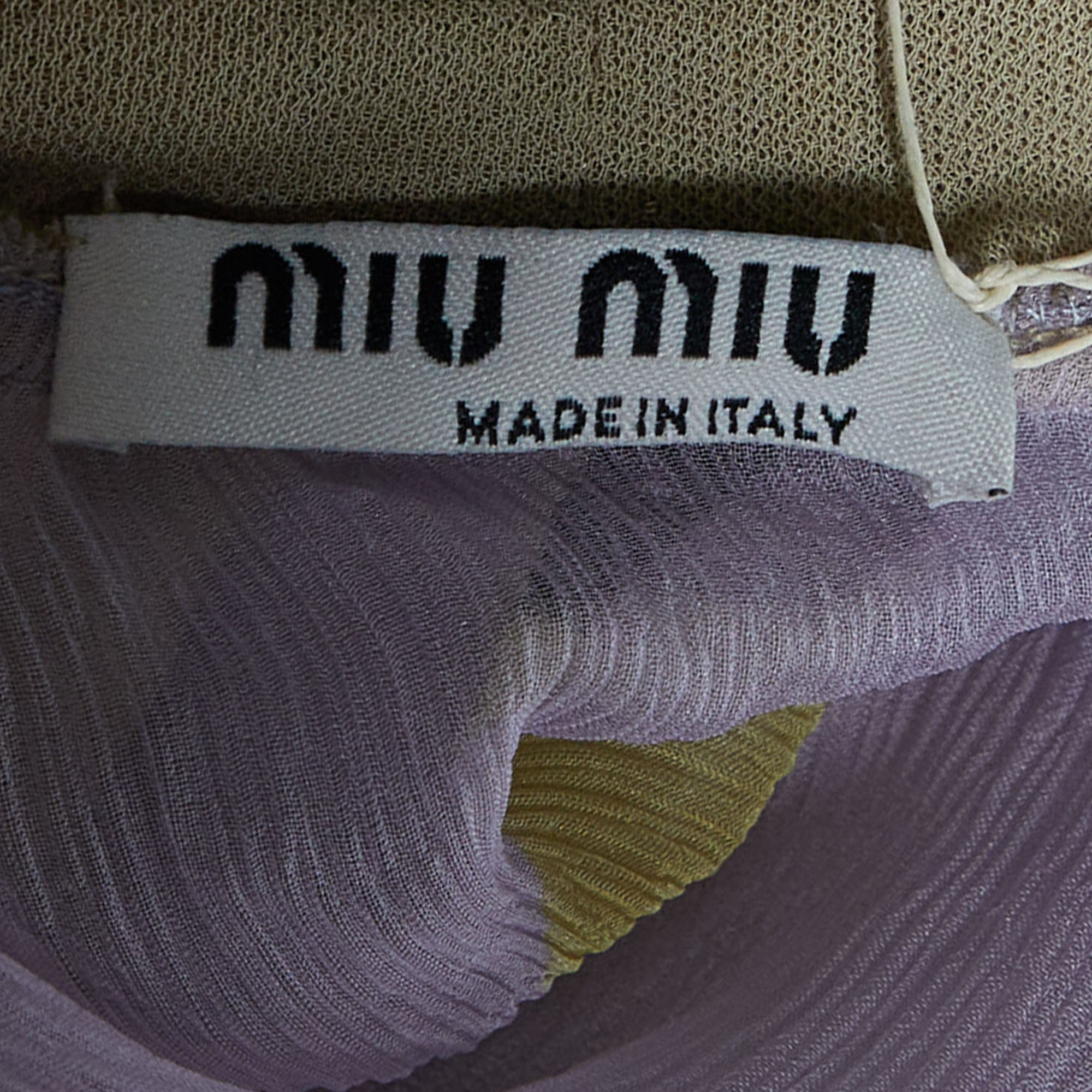 Miu Miu Purple Printed Silk & Knit Top M
