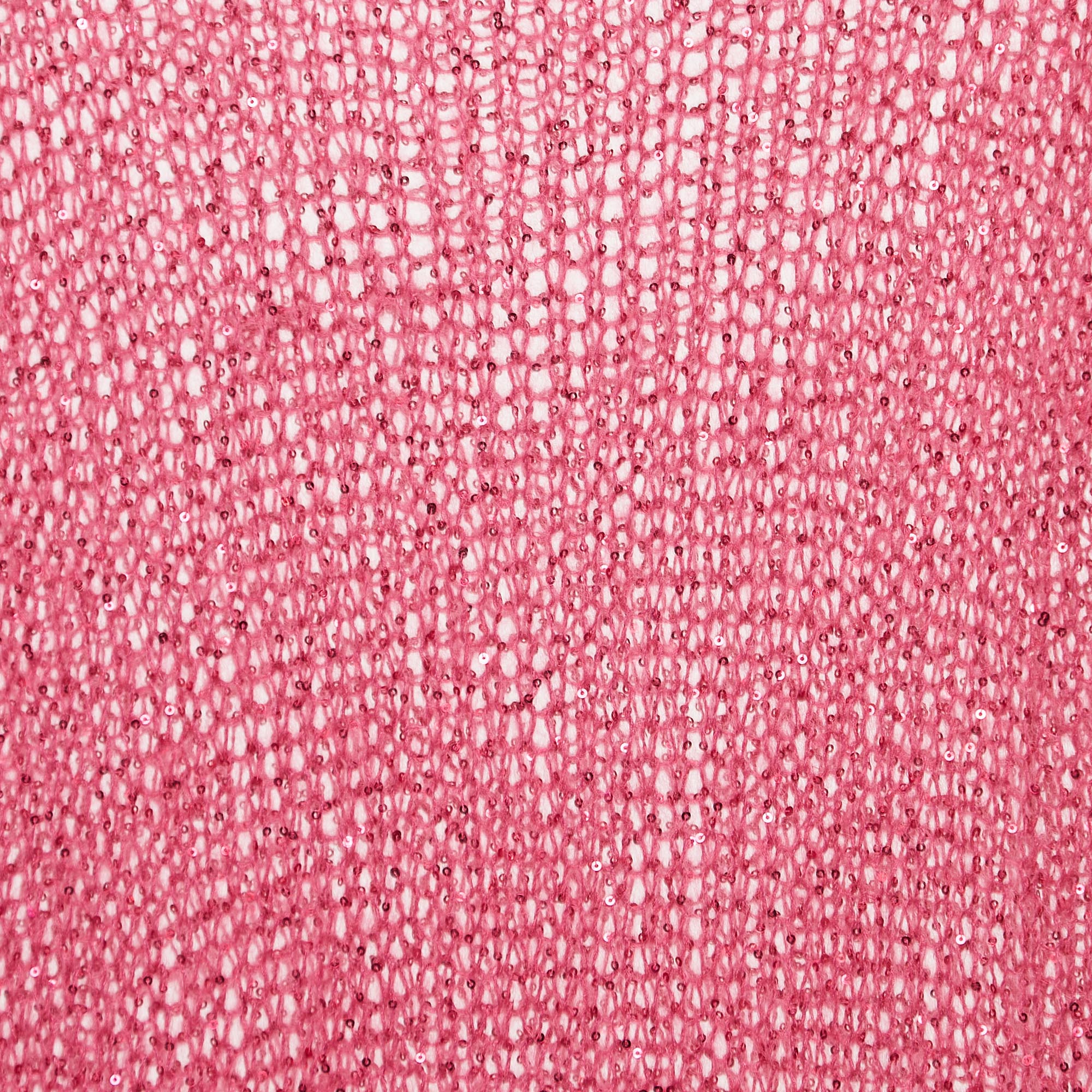 Miu Miu Pink Sequin Embellished Open Knit Sweater M