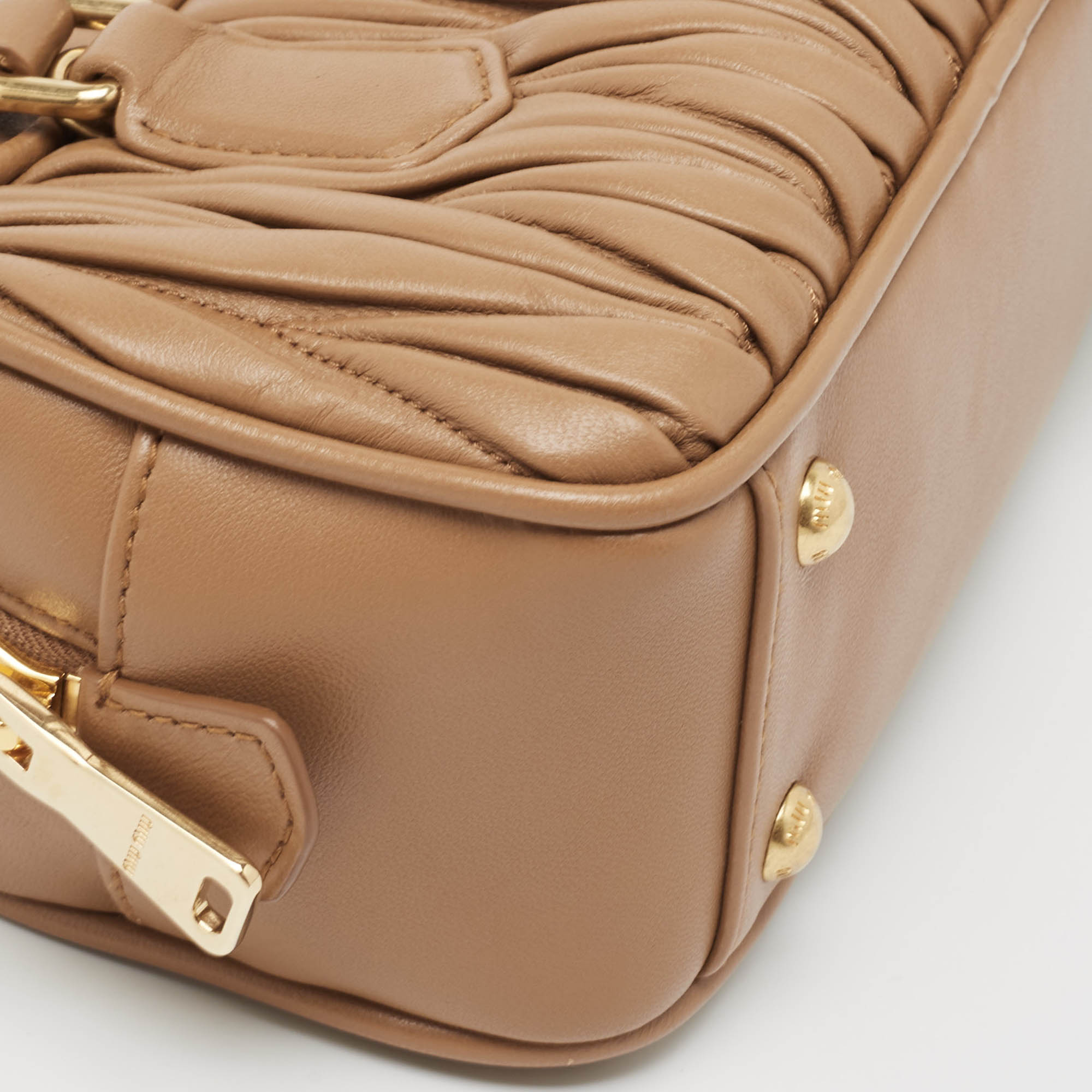 Miu Miu Brown Matelassé Leather Arcadie Satchel