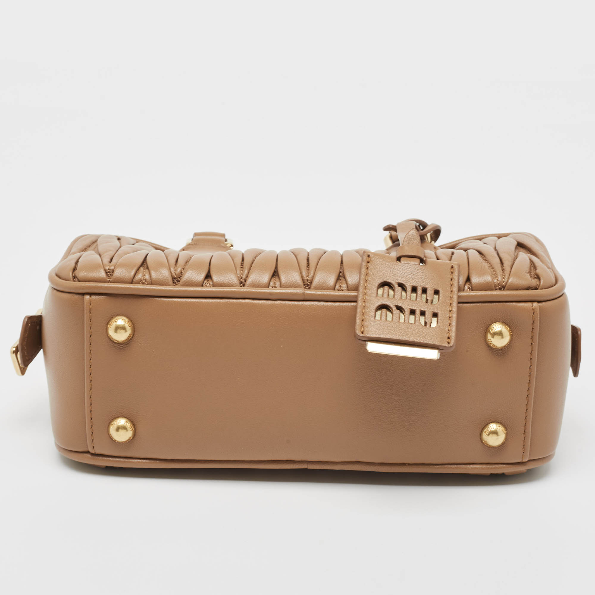 Miu Miu Brown Matelassé Leather Arcadie Satchel