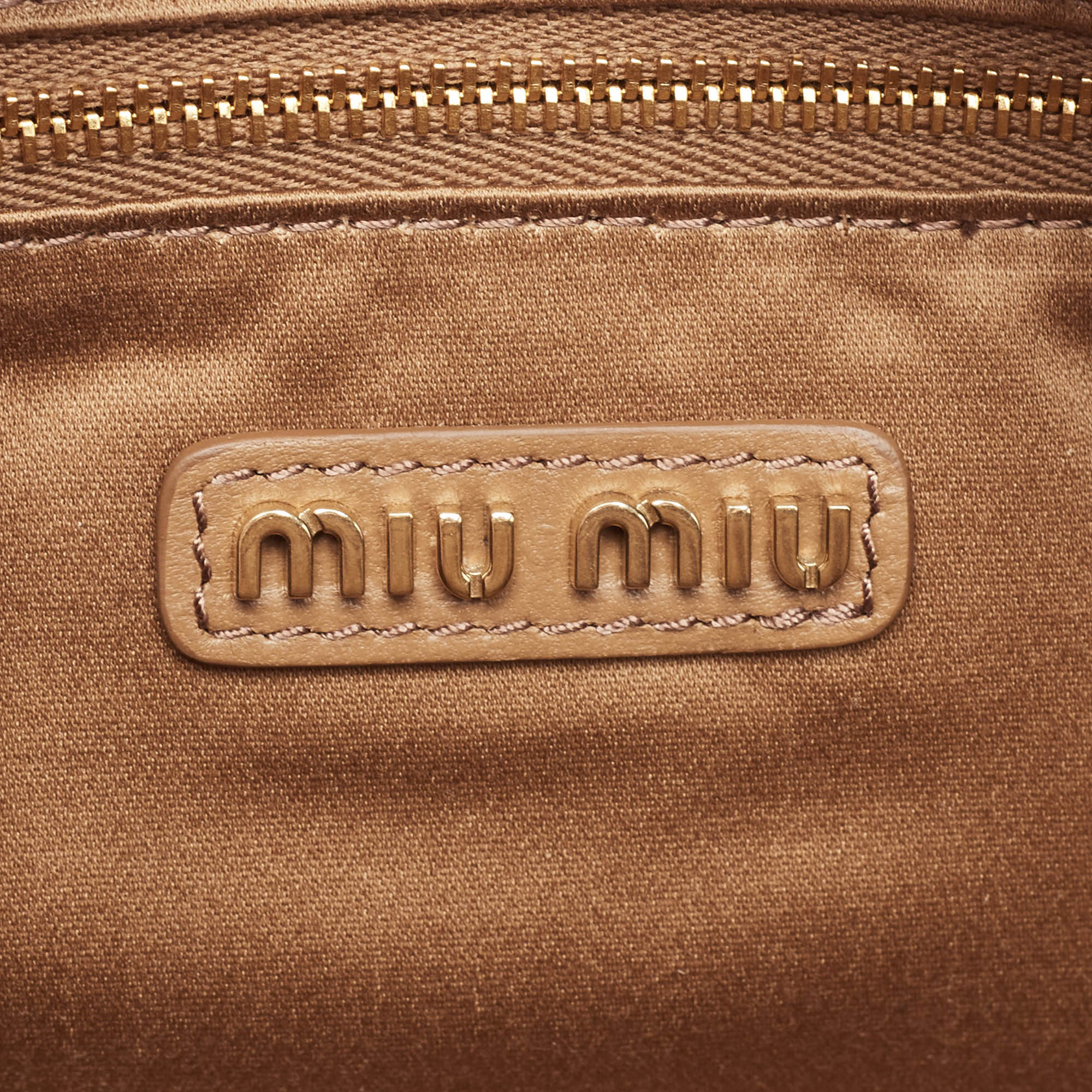 Miu Miu Brown Matelassé Leather Arcadie Satchel