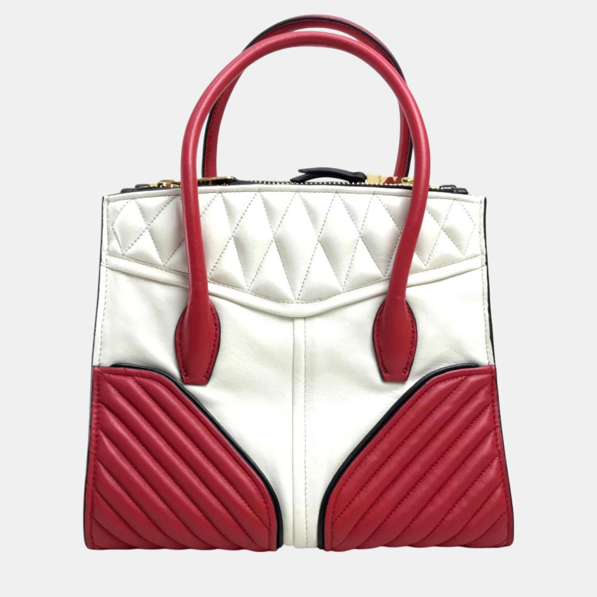 Miu Miu White Red Biker Bag