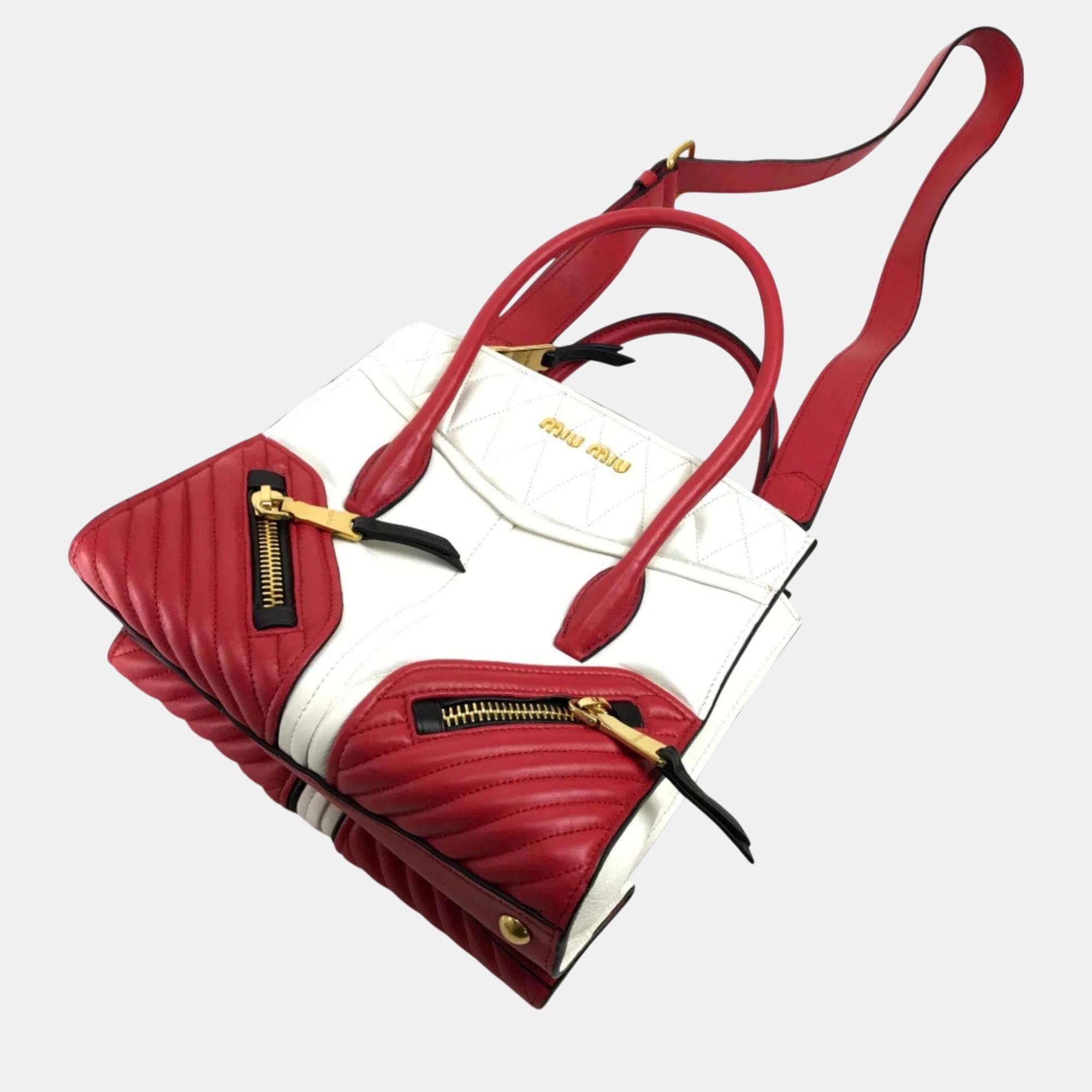 Miu Miu White Red Biker Bag