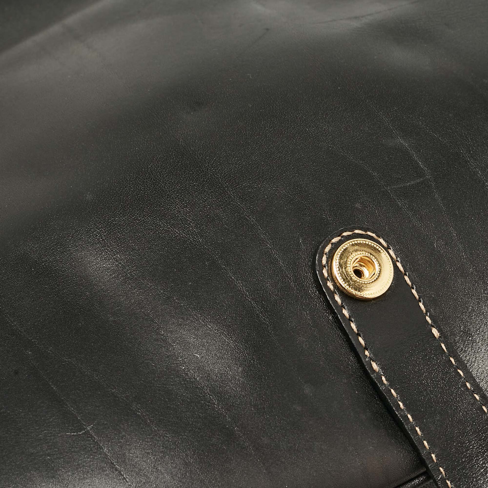 Miu Miu Black Leather Fold Over Shoulder Bag