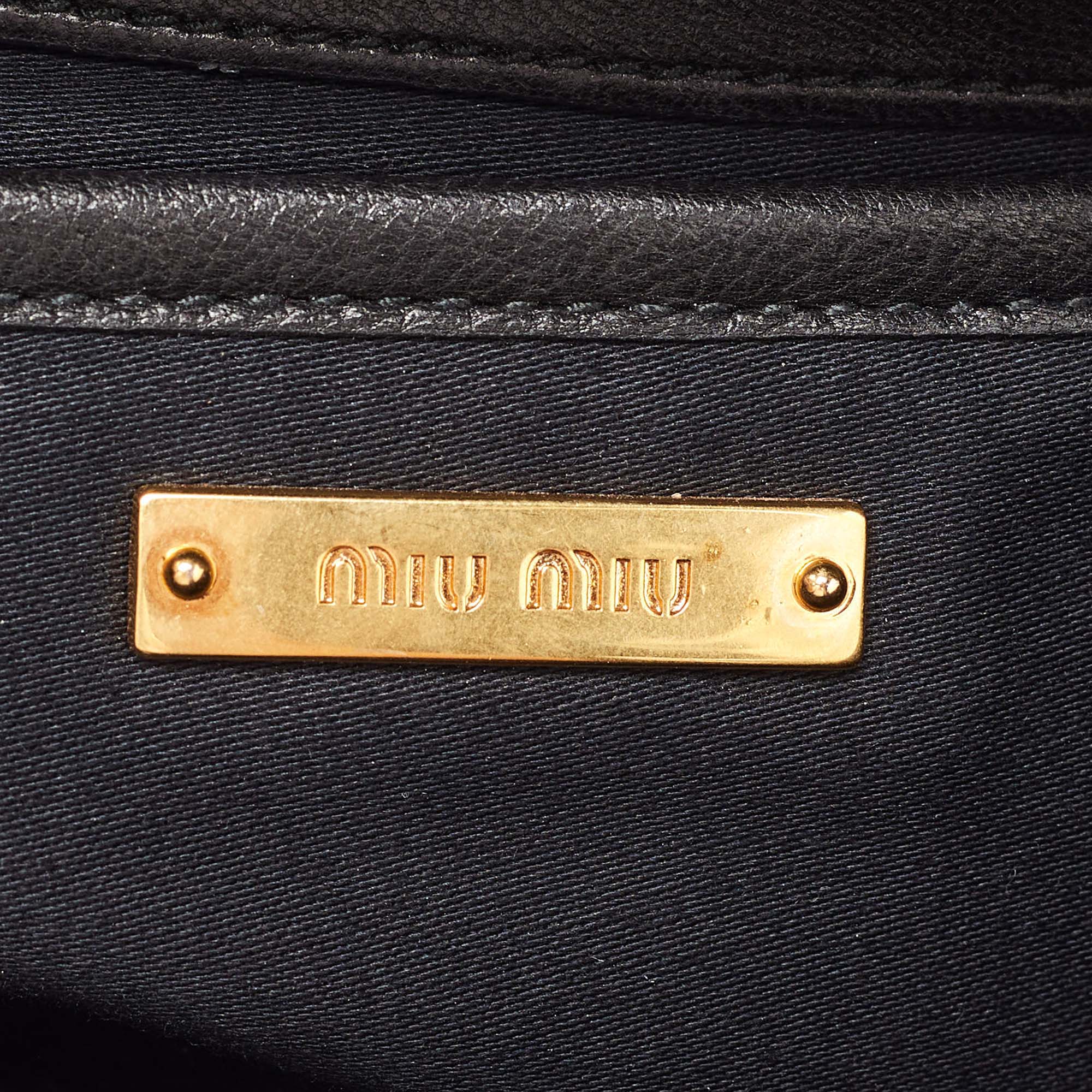 Miu Miu Black Leather Flap Frame Clutch