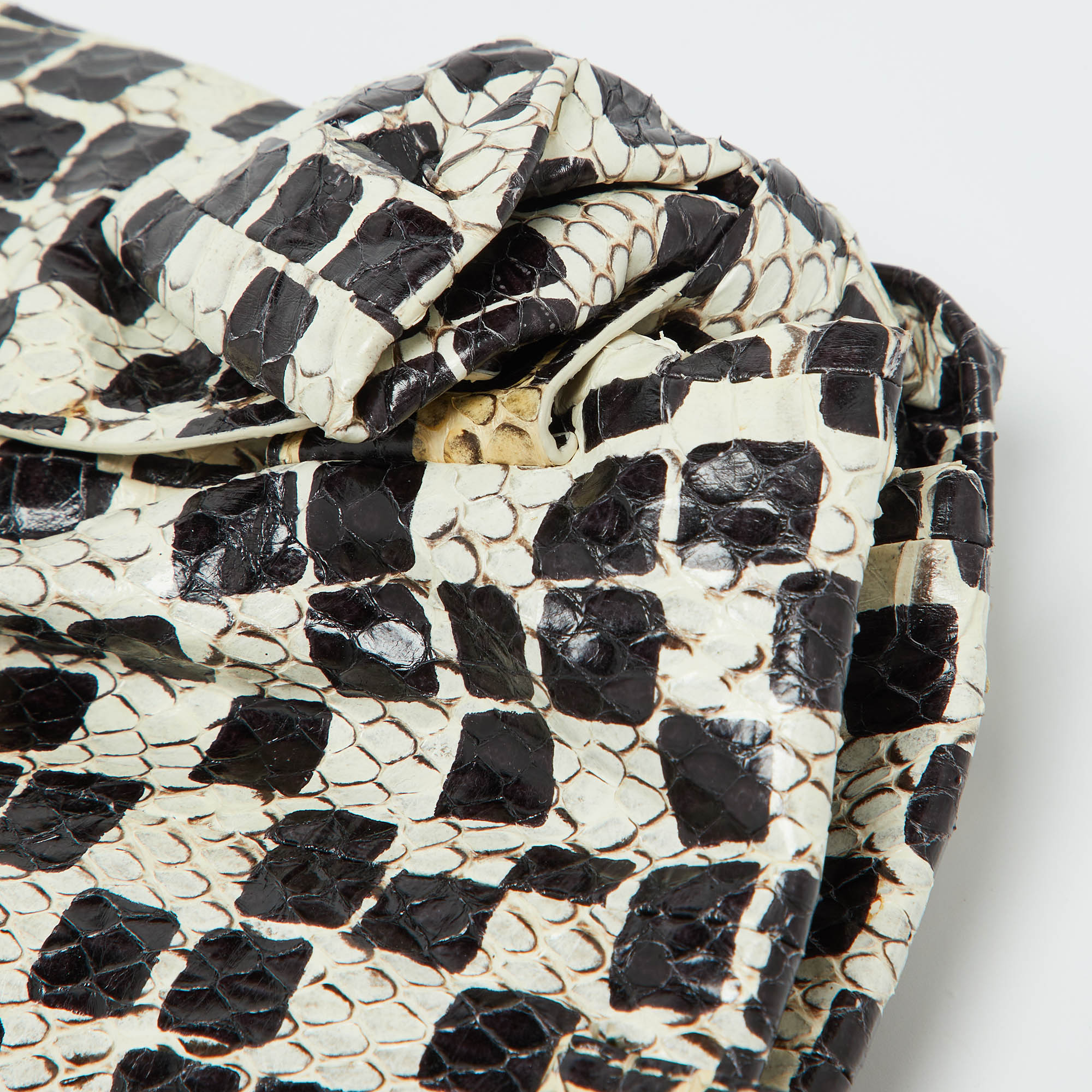 Miu Miu Black/Cream Snakeskin Side Bow Tote