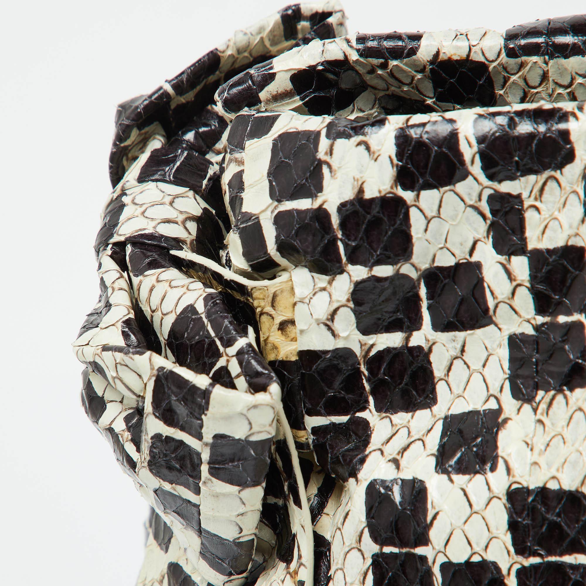 Miu Miu Black/Cream Snakeskin Side Bow Tote