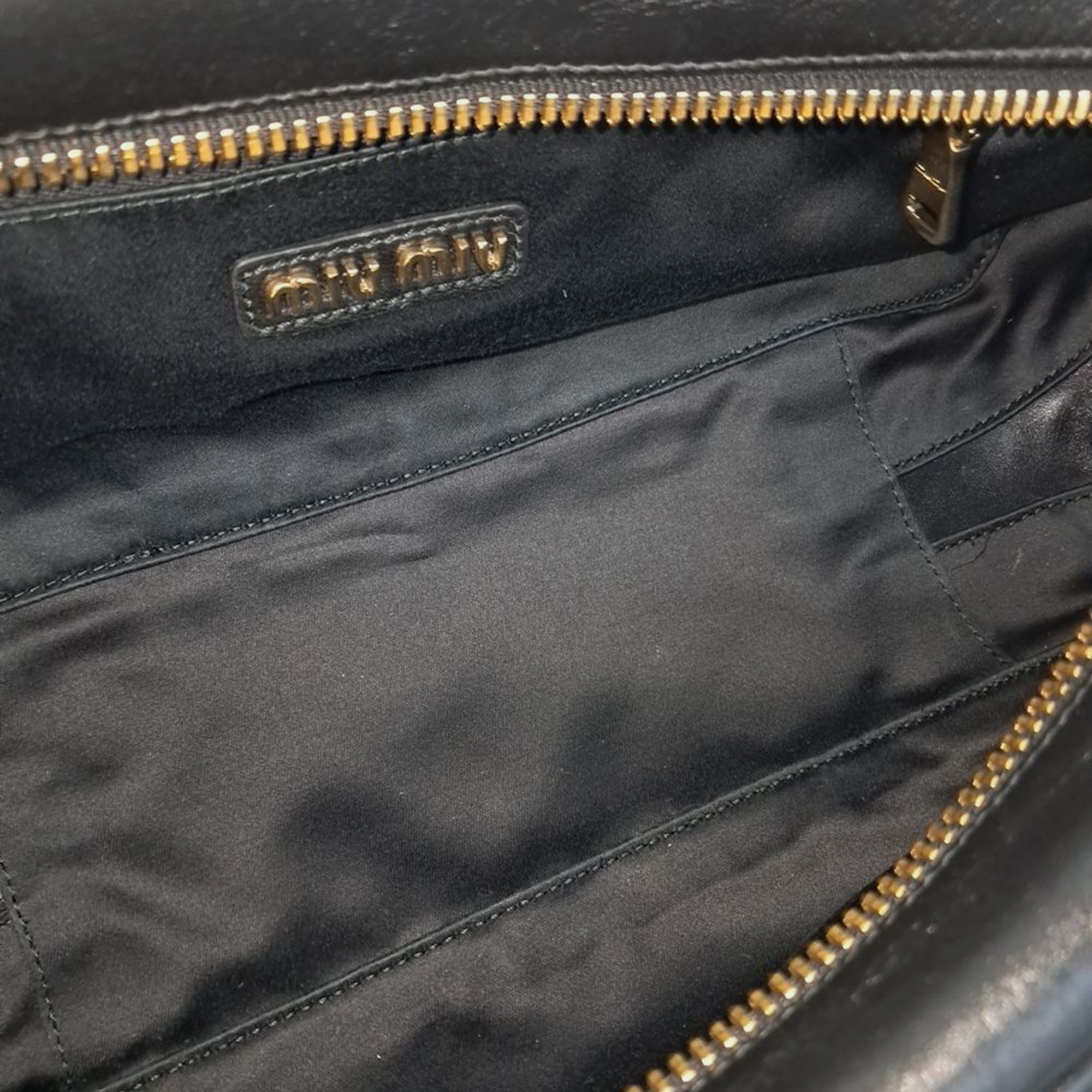 Miu Miu Black Leather Matrasse Arkady Tote Bag