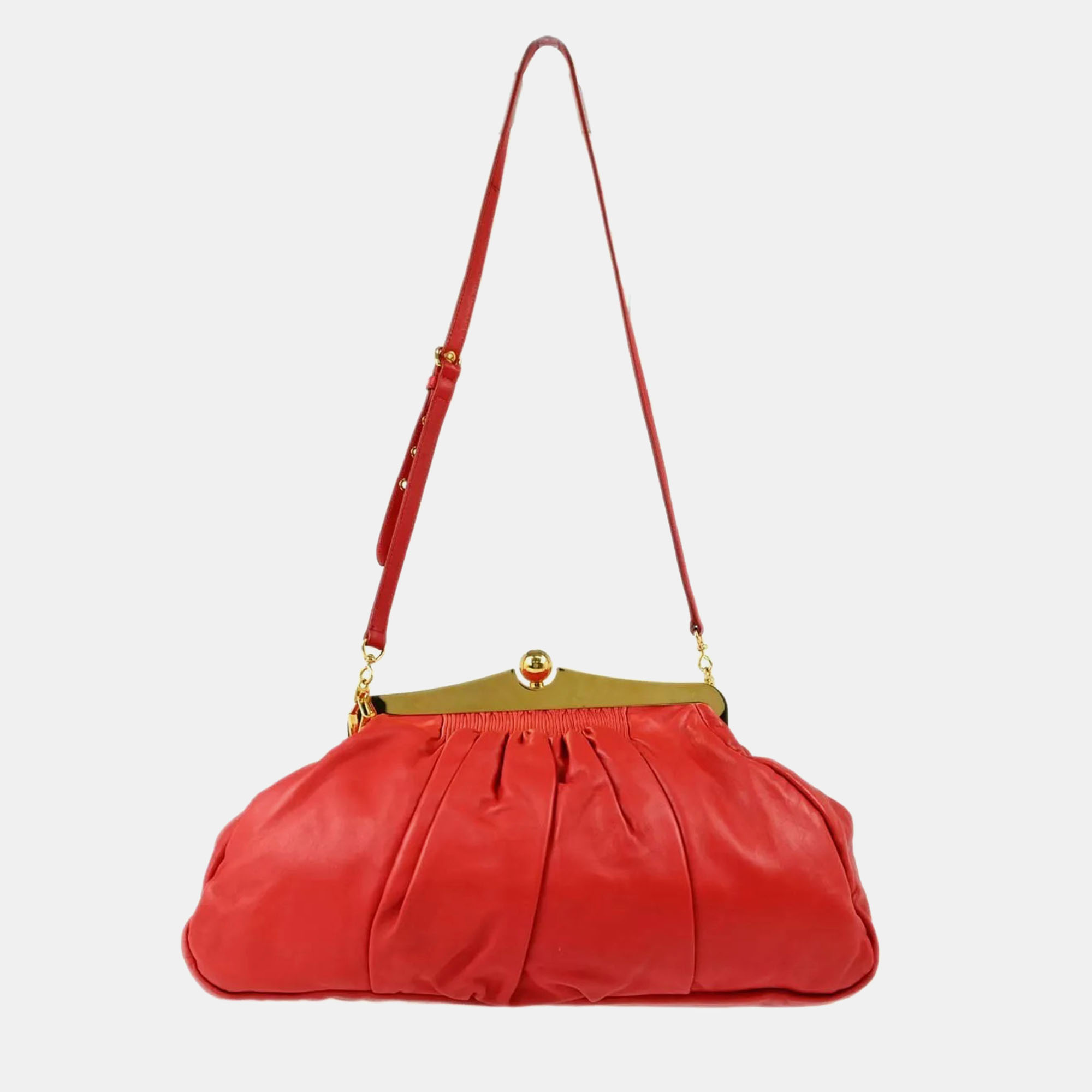 Miu Miu Red Lambskin Shoulder Bag