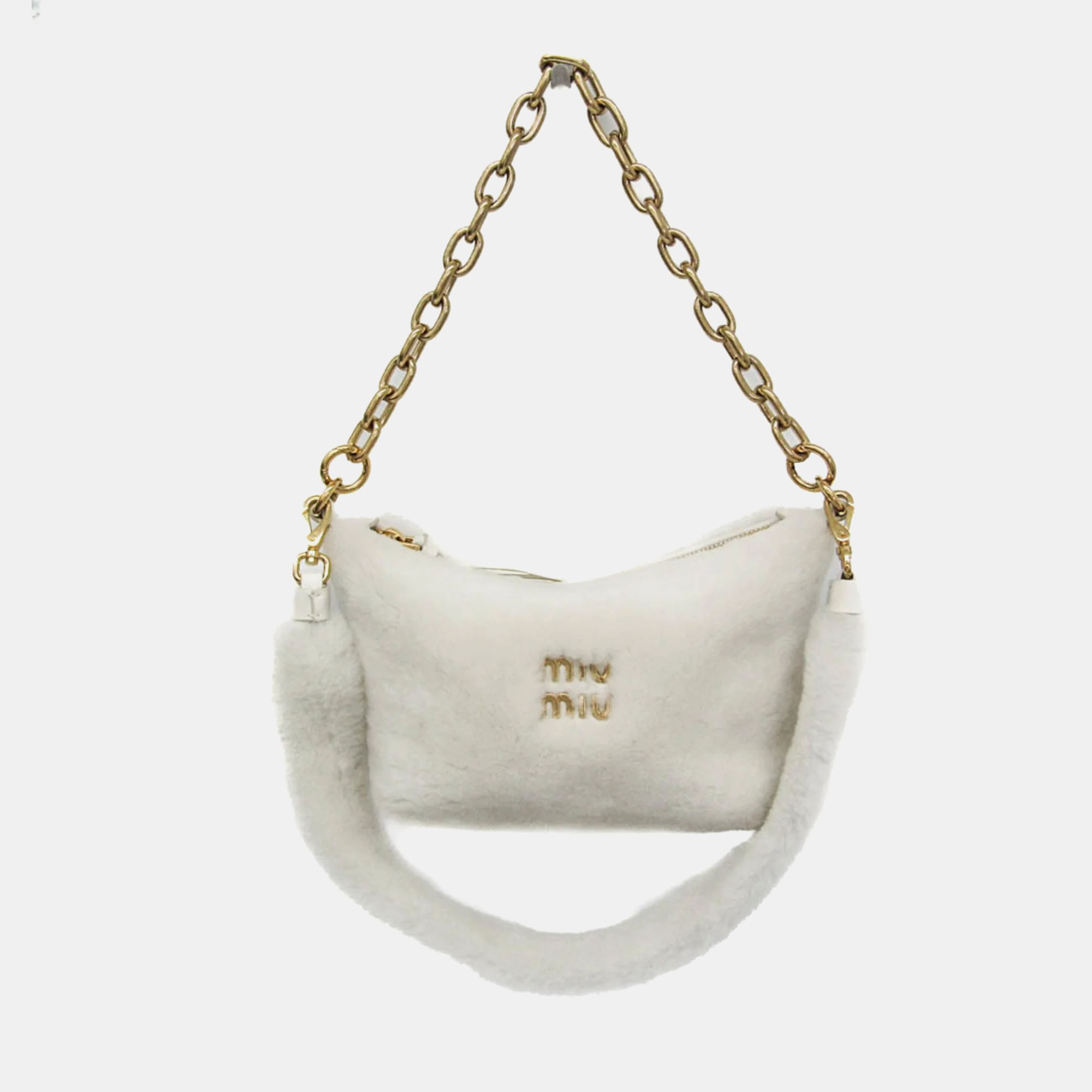 Miu Miu White Mouton Tote Bag