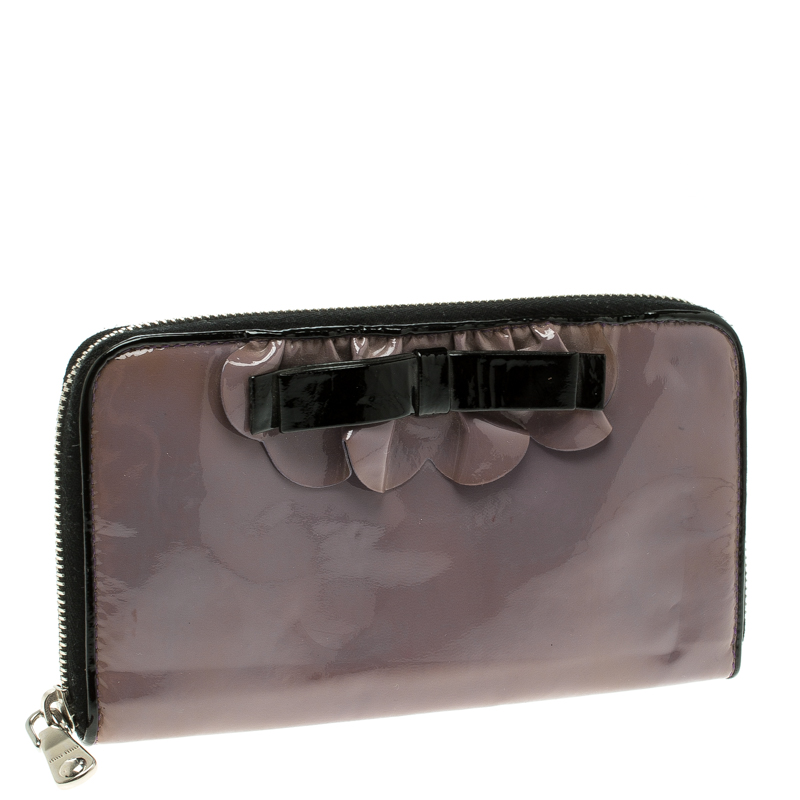 Miu Miu Lilac Patent Leather Zip Around Wallet