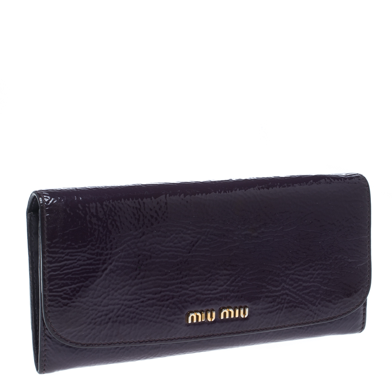 Miu Miu Purple Patent Leather Continental Wallet