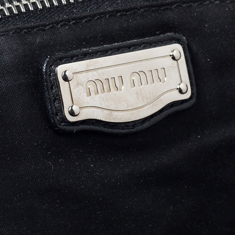 Miu Miu Black Matelassé Patent Leather Coffer Hobo
