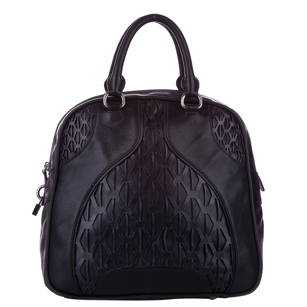 Image of Miu Miu Black Leather Top Handle Bag