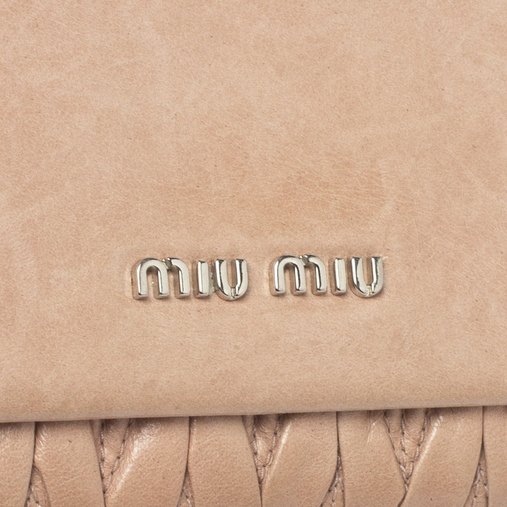 Miu Miu Beige Matelassé Leather Continental Wallet