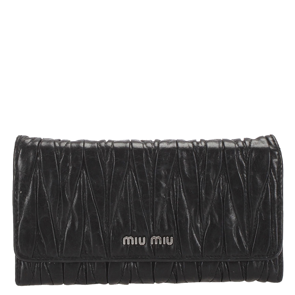 Miu Miu Black Matelasse Leather Wallet