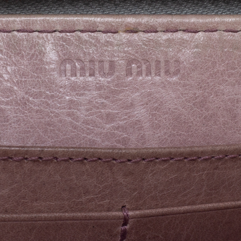Miu Miu Grey Leather Zip Around Wallet