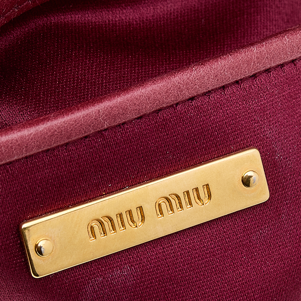 Miu Miu Red Quilted Leather Pushlock Flap Shoulder Bag