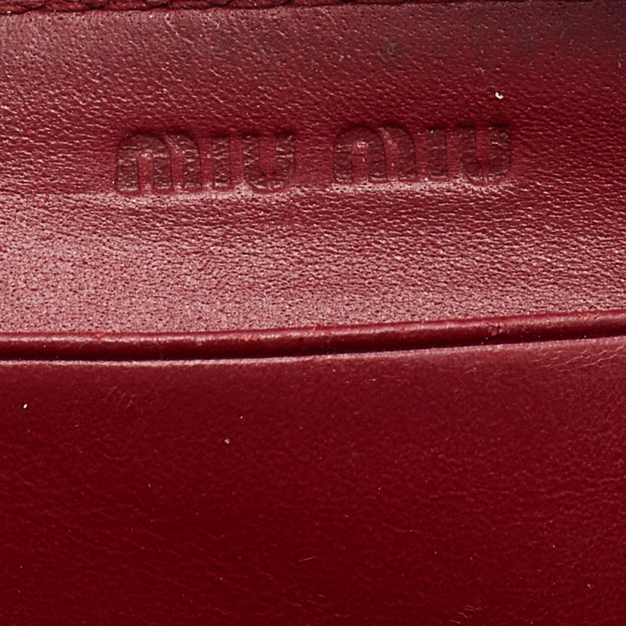 Miu Miu Red Croc Embossed Leather Compact Zip Around Wallet