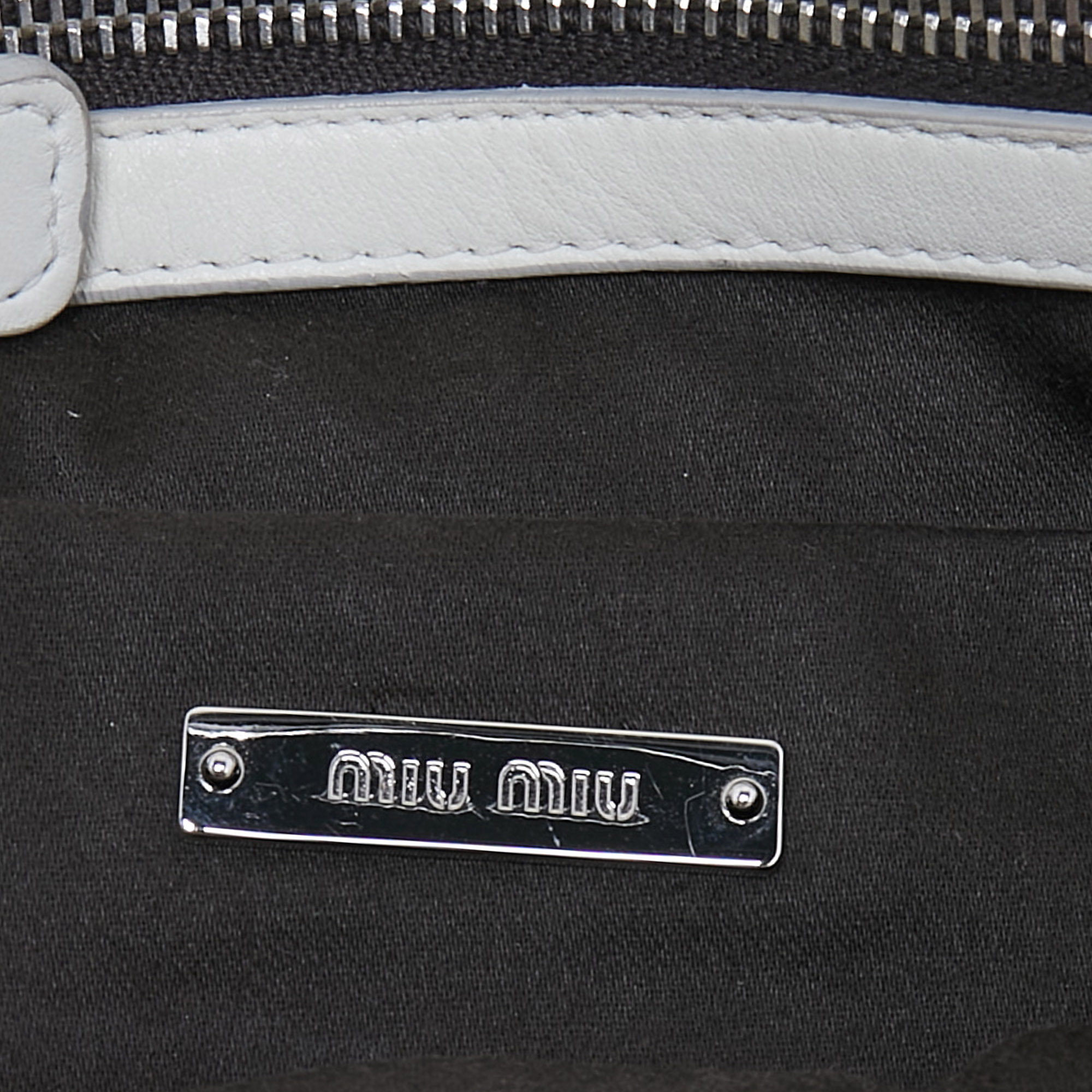 Miu Miu Off White Matelassé Leather Crystal Cloqué Flap Shoulder Bag