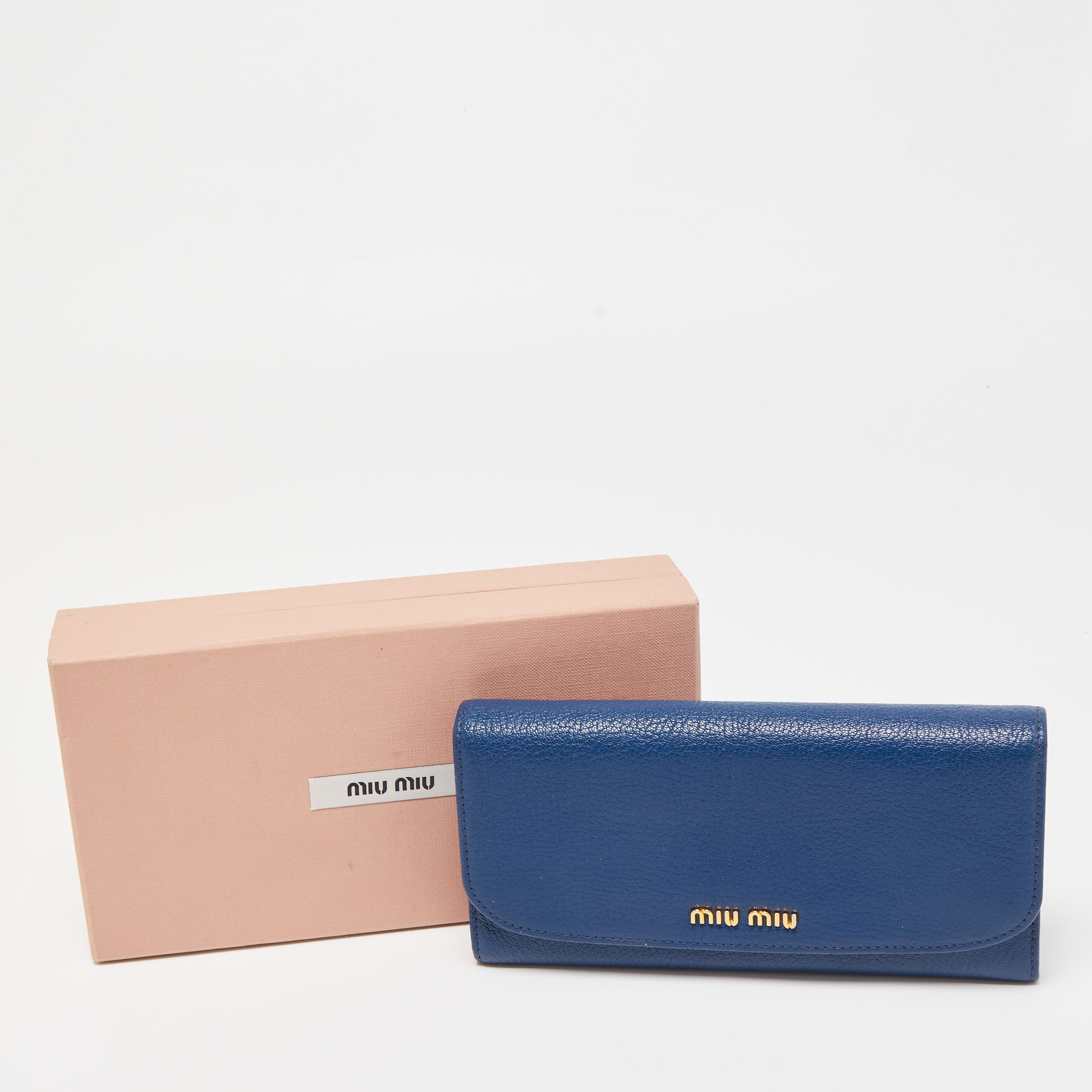 Miu Miu Blue Leather Flap Continental Wallet