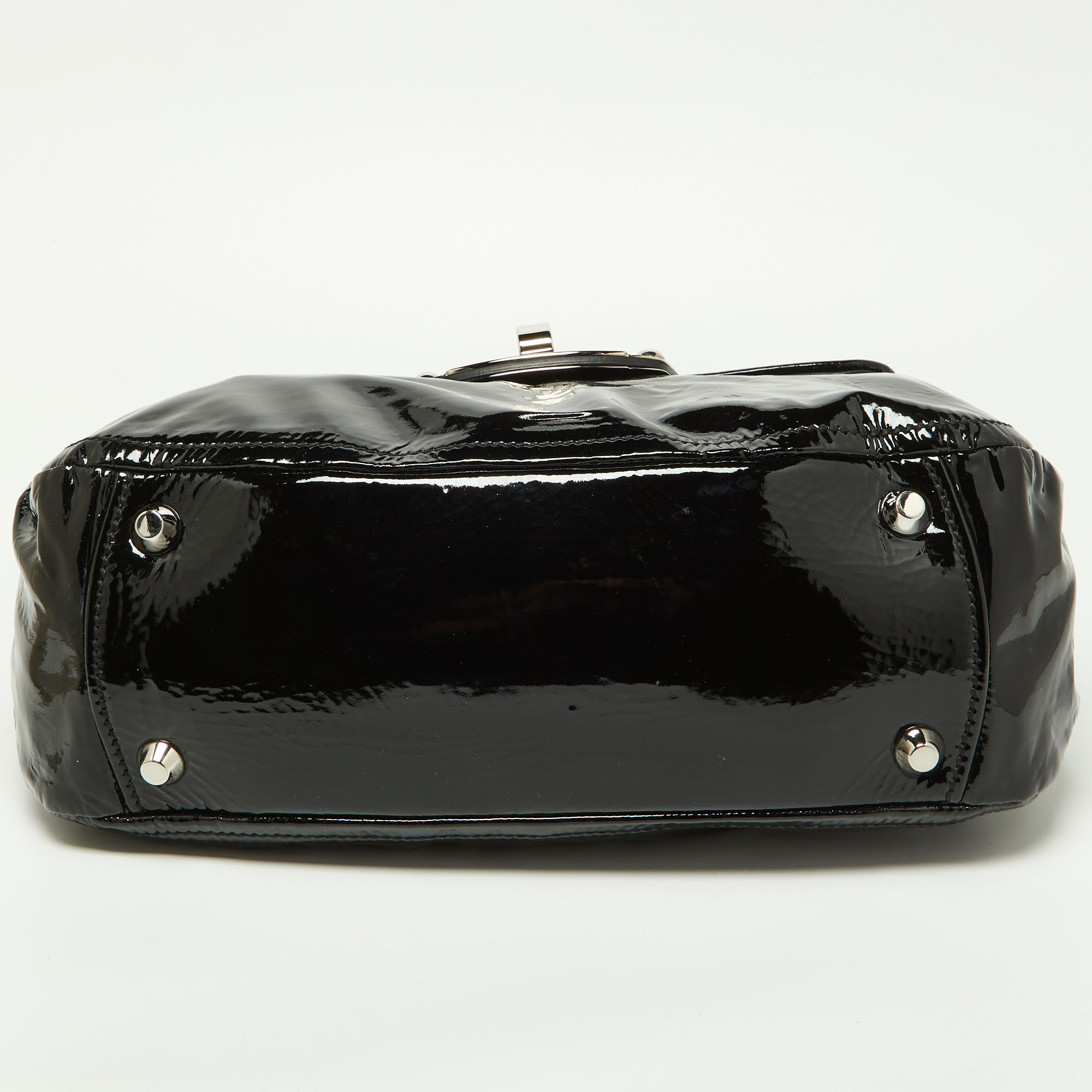 Miu Miu Black Patent Leather Turnlock Top Handle Bag
