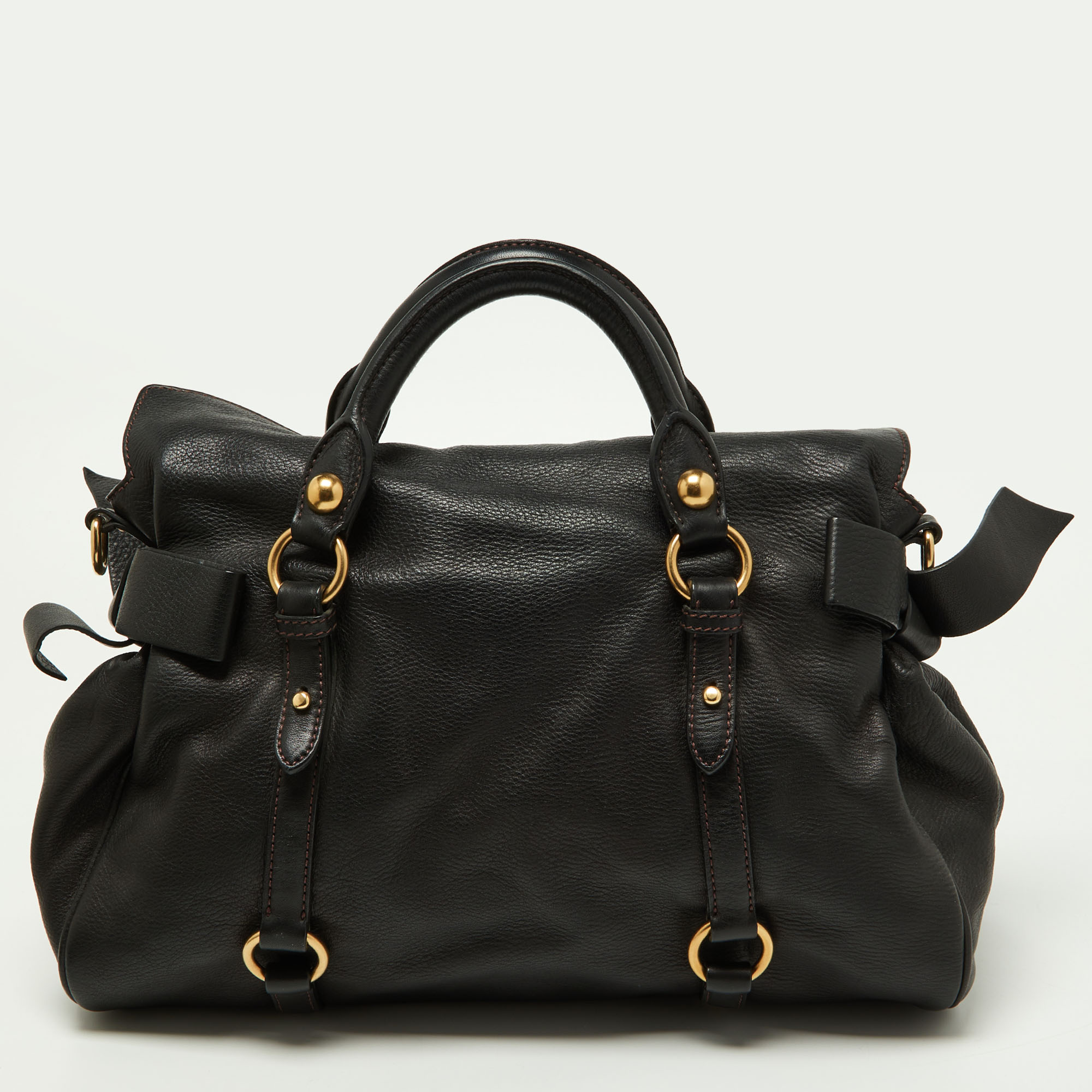 Miu Miu Black Leather Bow Bag