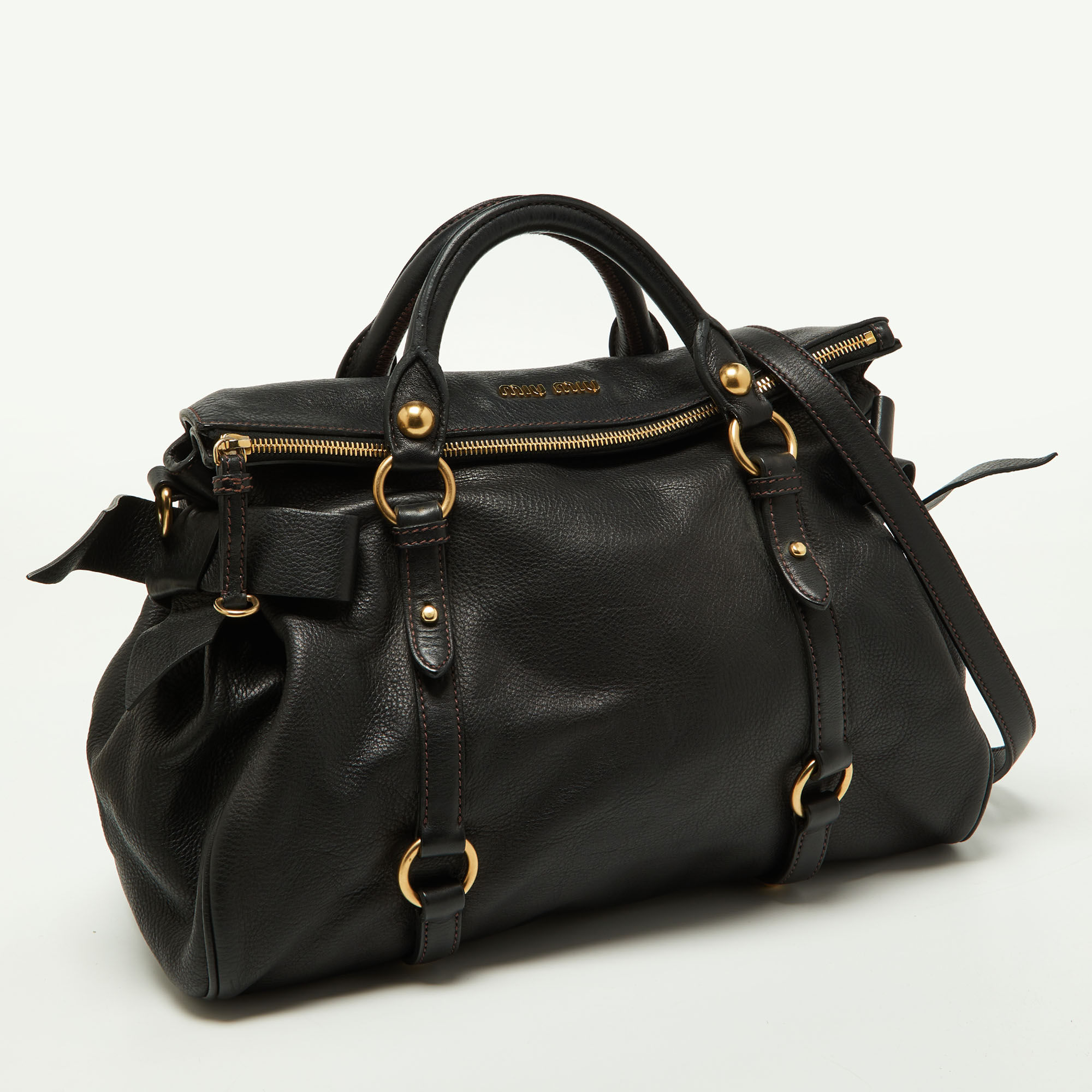 Miu Miu Black Leather Bow Bag