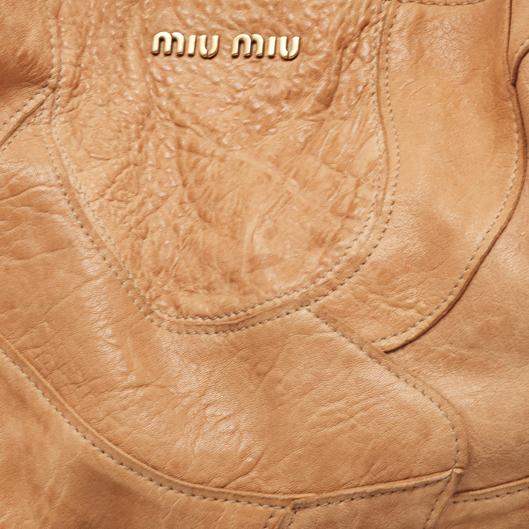 Miu Miu Beige Leather Patchwork Hobo