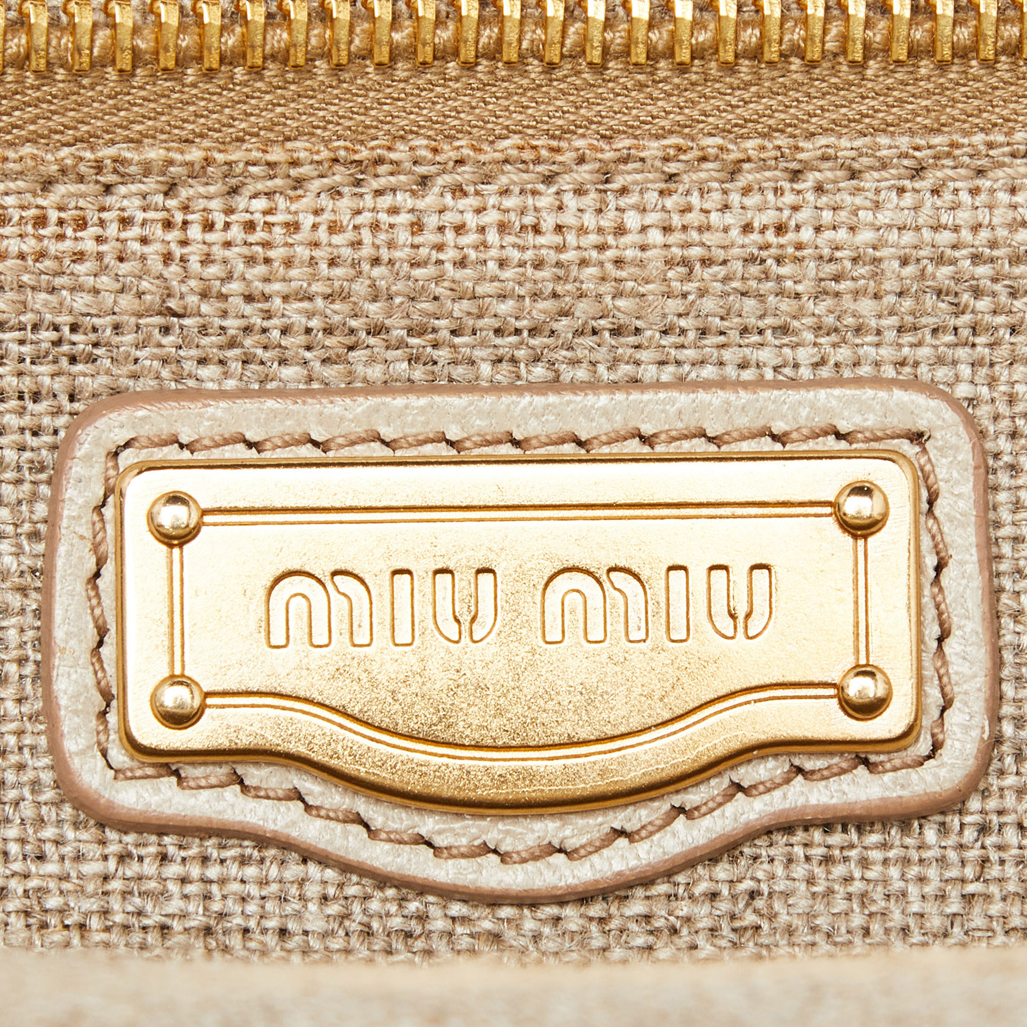 Miu Miu Beige Leather Frame Satchel