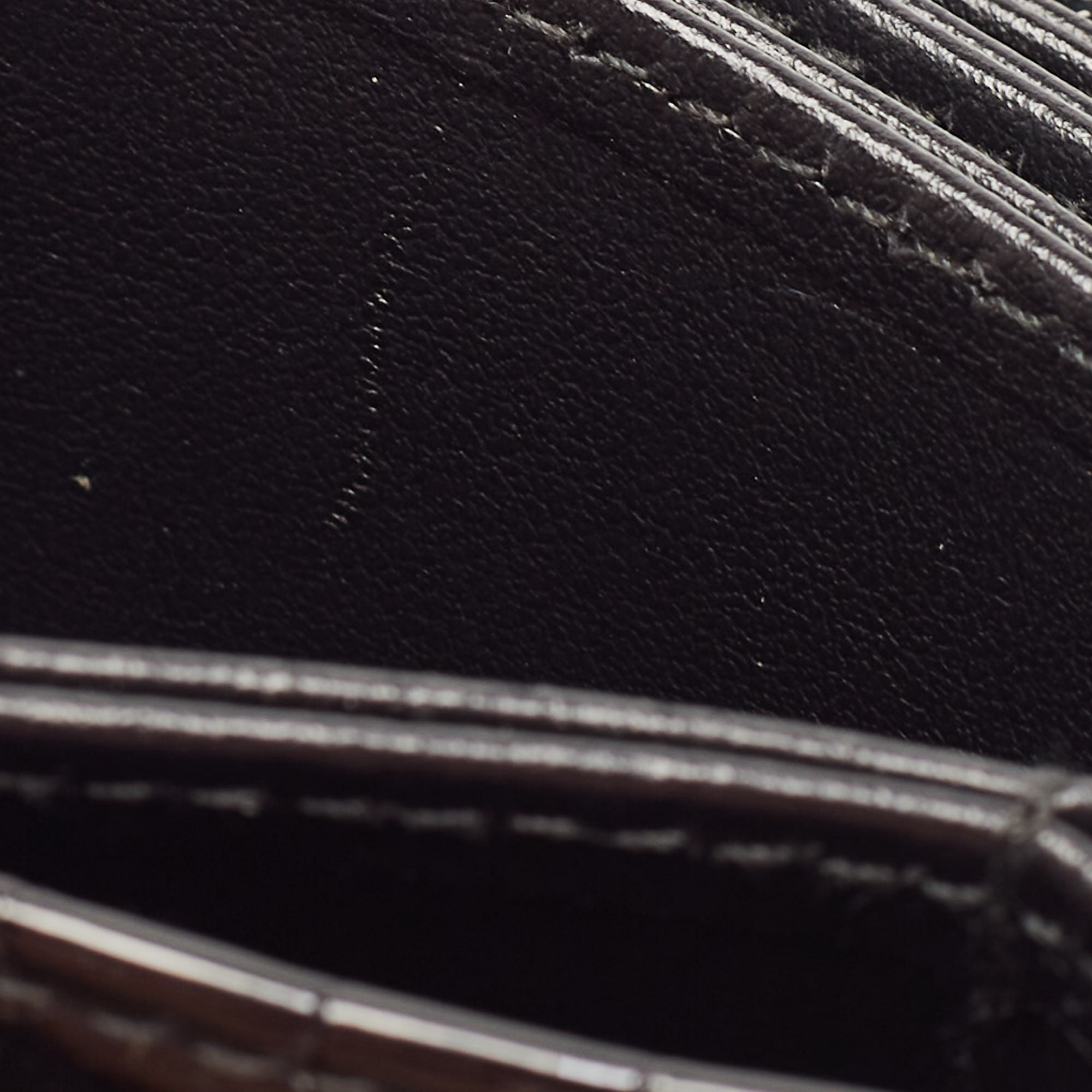 Miu Miu Black Croc Embossed Patent Leather Crystal Embellished Flap Card Case