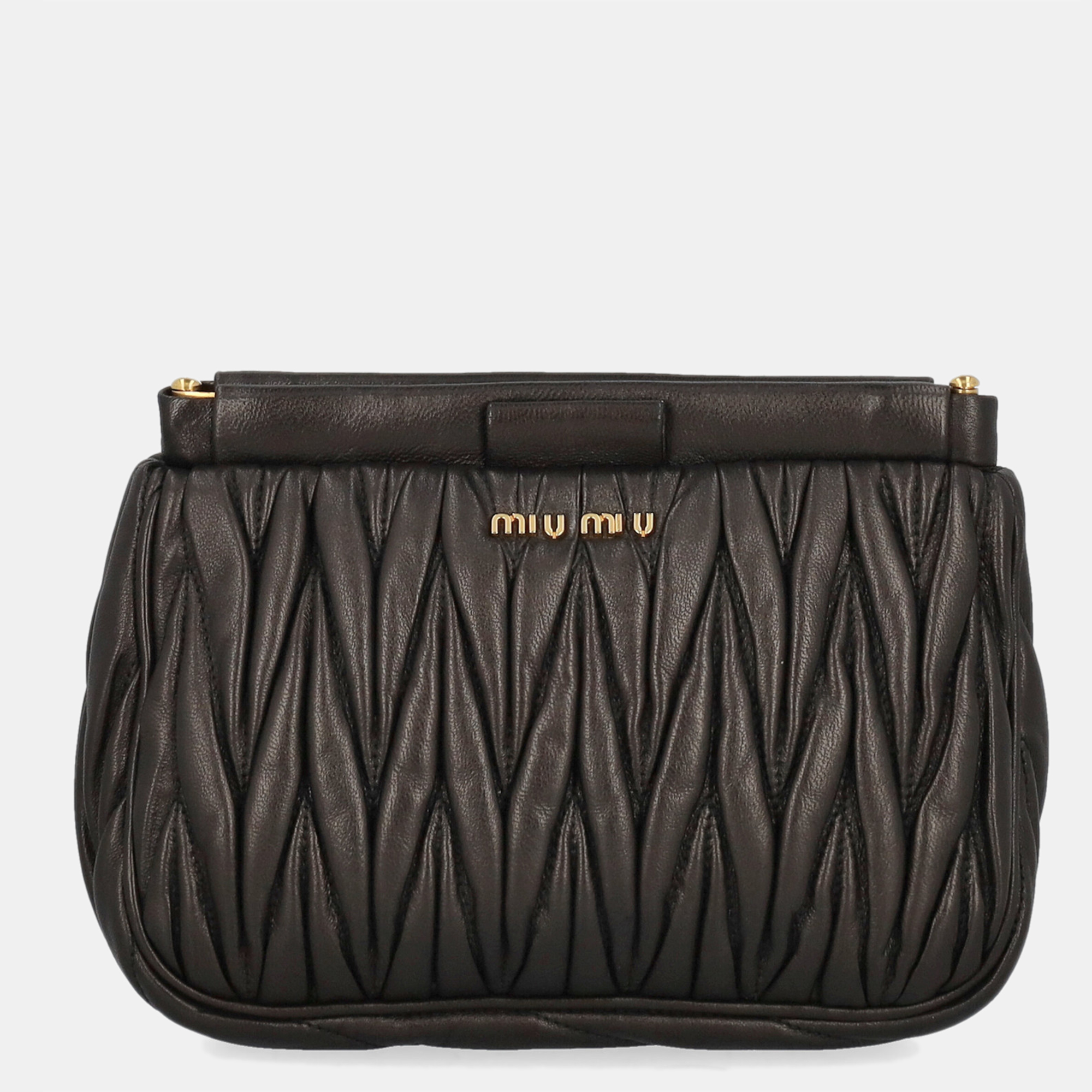 Miu Miu  Women's Leather Clutch Bag - Black - One Size
