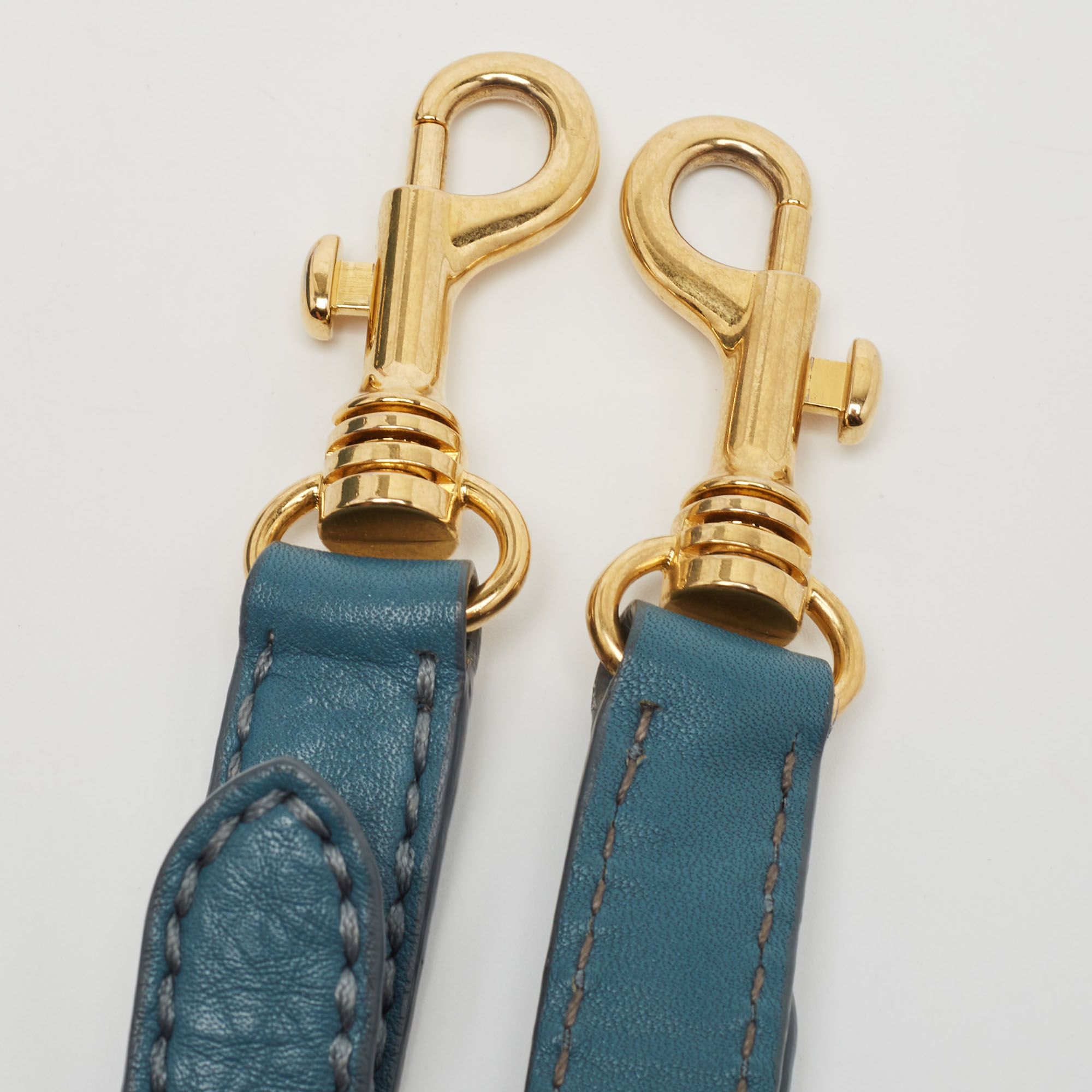 Miu Miu Blue Pebbled Leather Double Zip Convertible Tote