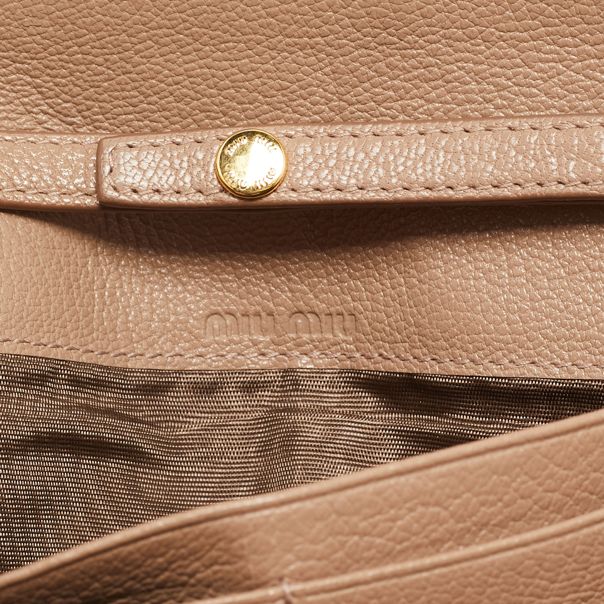 Miu Miu Two Tone Beige Leather Wallet On Chain
