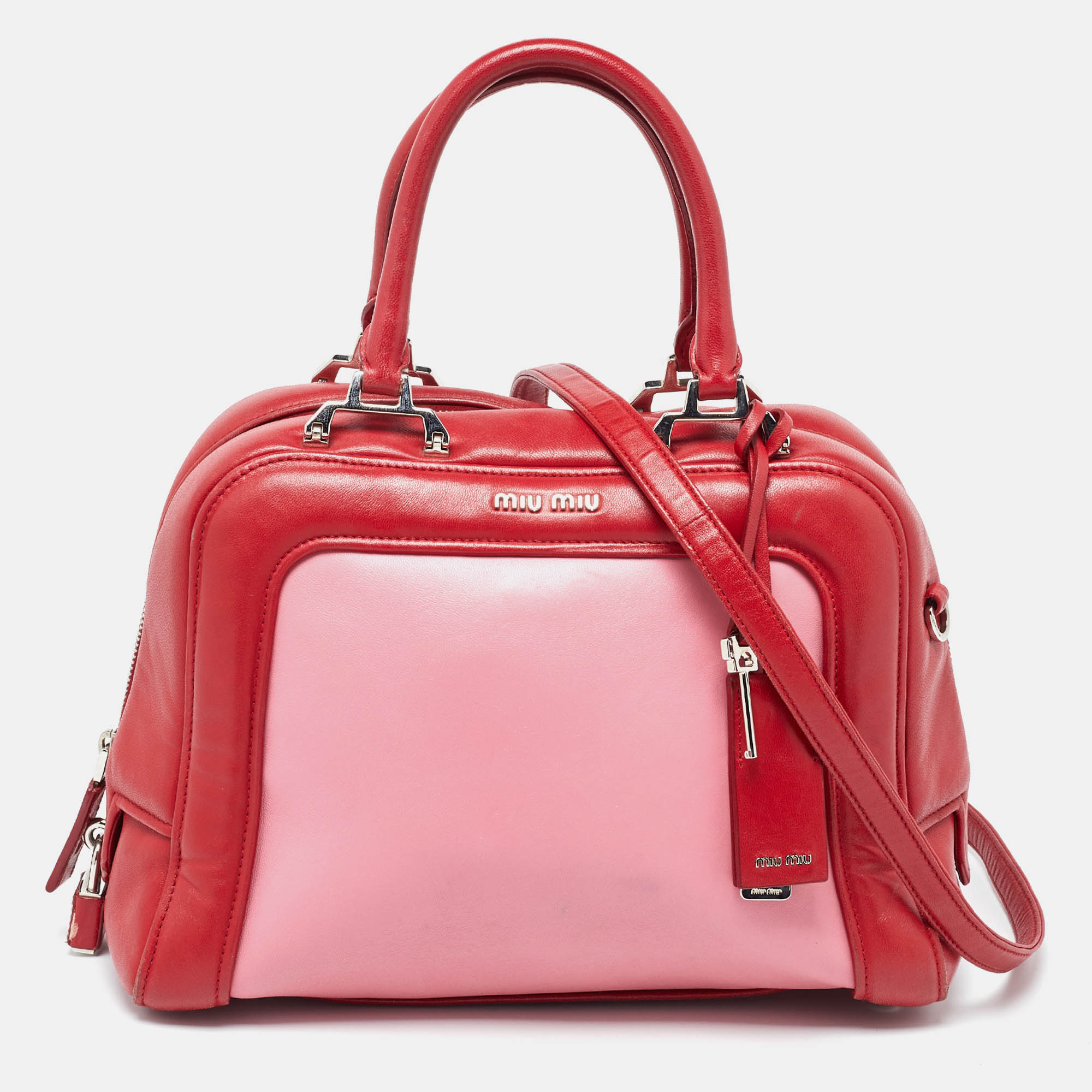 Miu miu red/pink leather zip bag