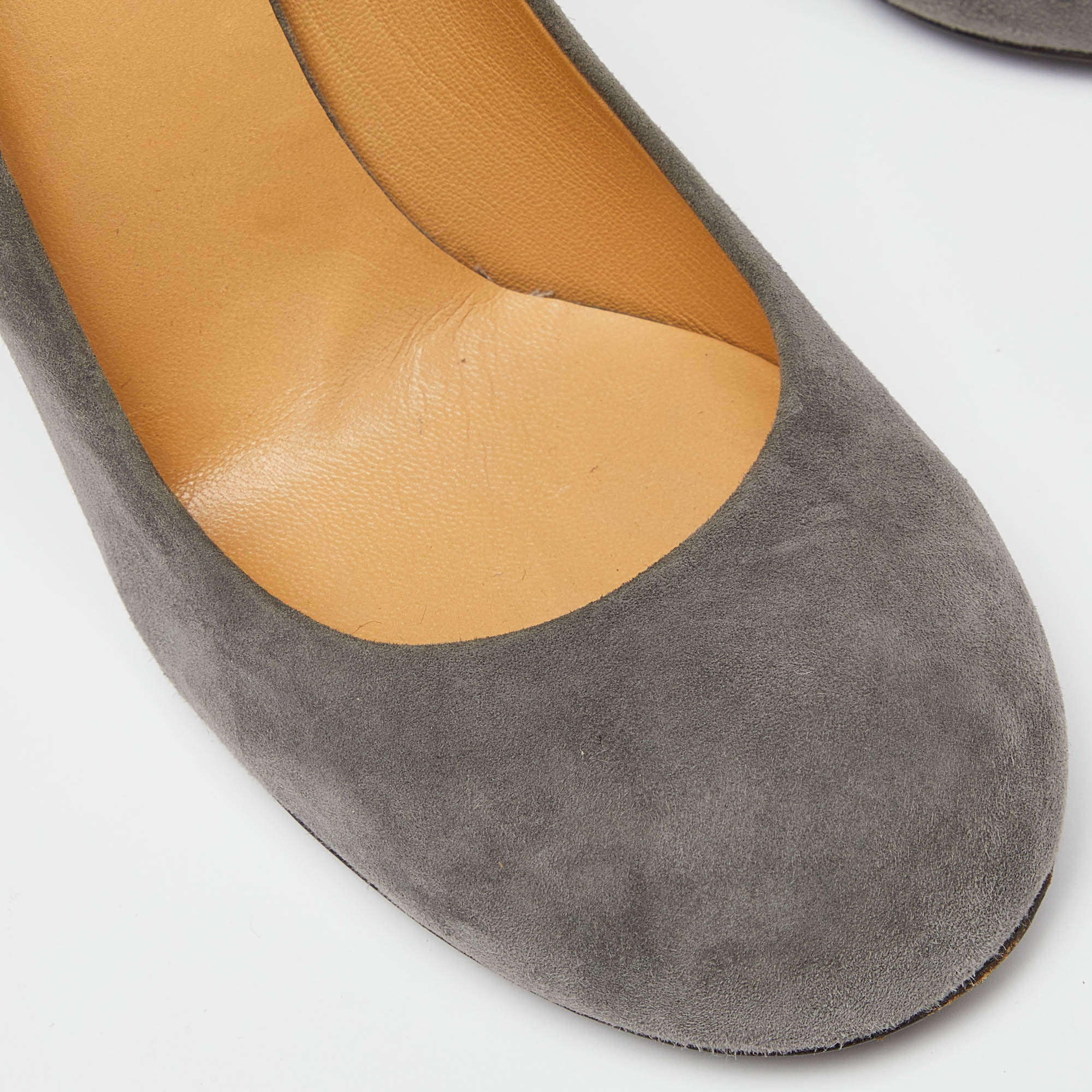 Giuseppe Zanotti Grey Suede Round Toe Pumps Size 38