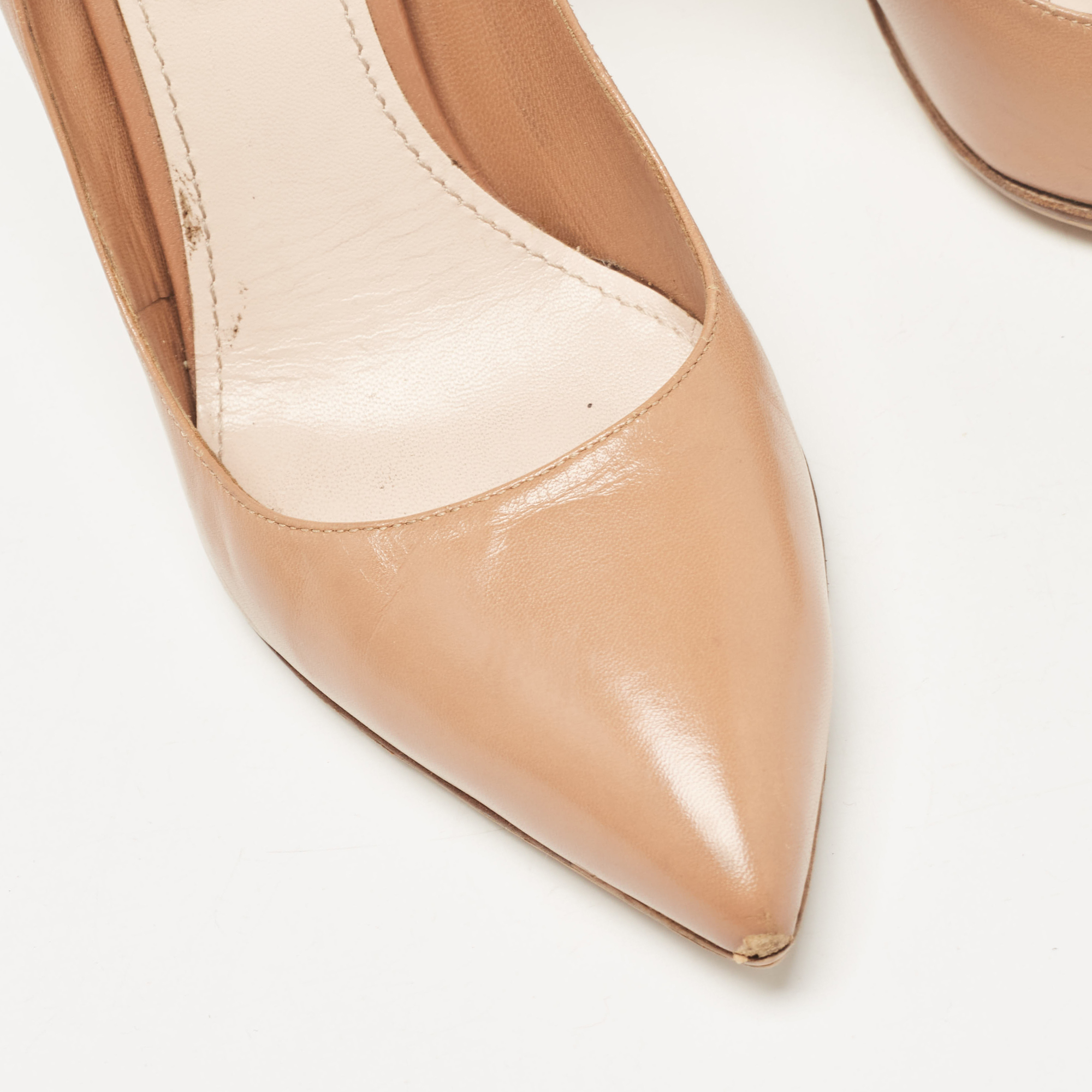 Miu Miu Brown Leather Pointed Toe Pumps Size 37