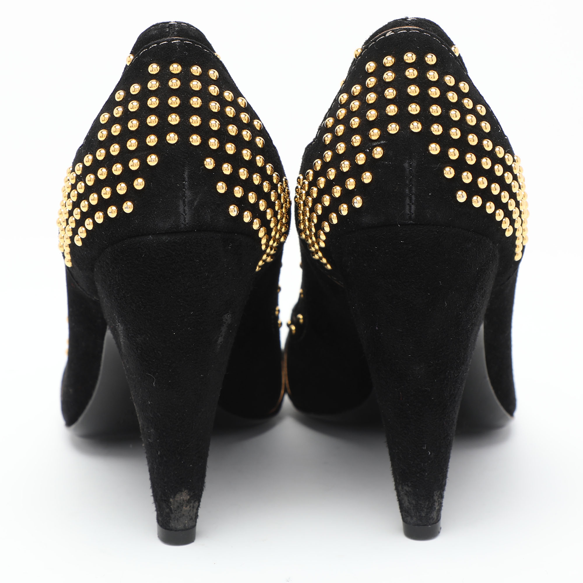 Miu Miu Black Studded Suede Bow Pumps Size 38