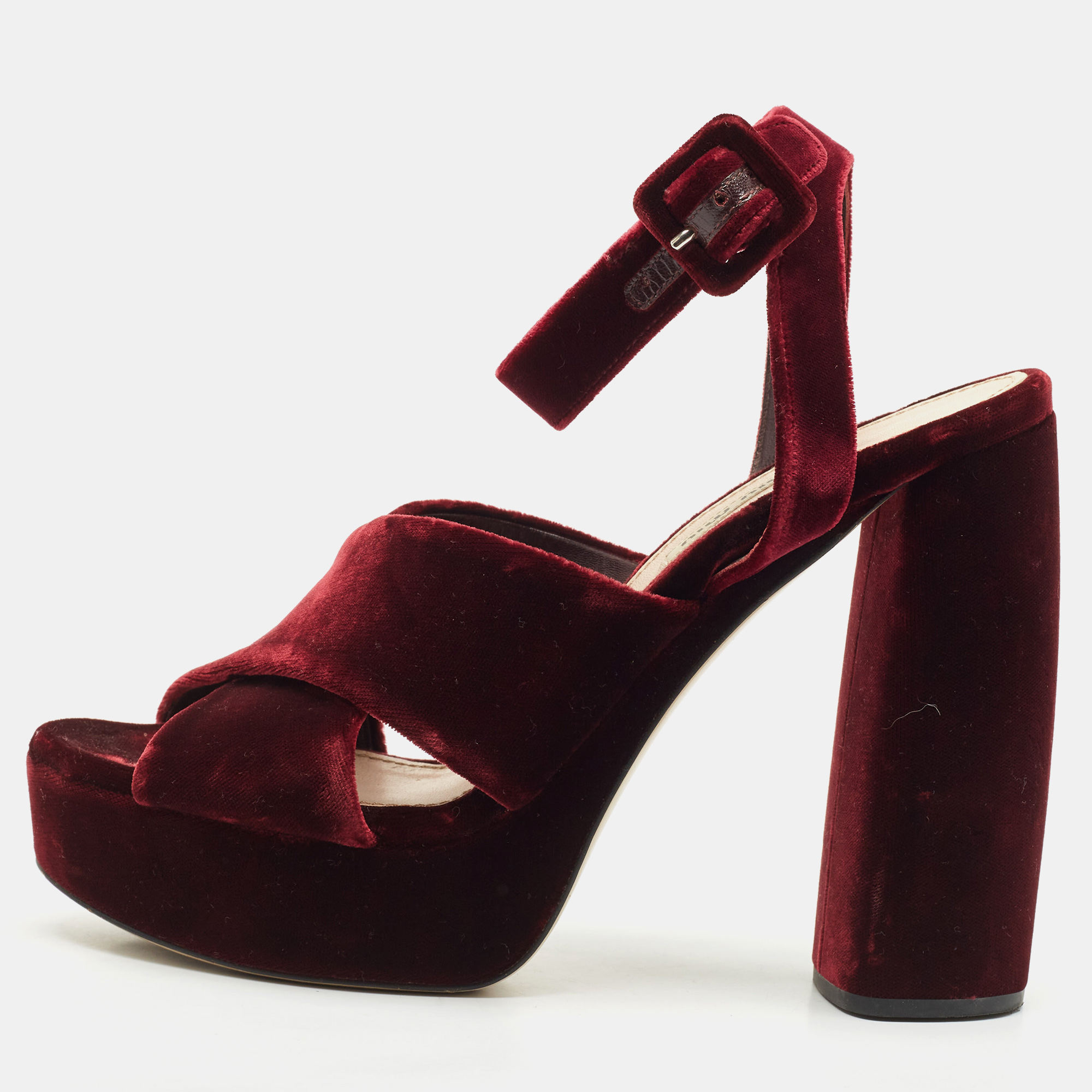 Miu Miu Burgundy Velvet Platform Criss Cross Ankle Strap Sandals Size
Miu Miu Burgundy Velvet Platform Criss Cross Ankle Strap Sandals Size