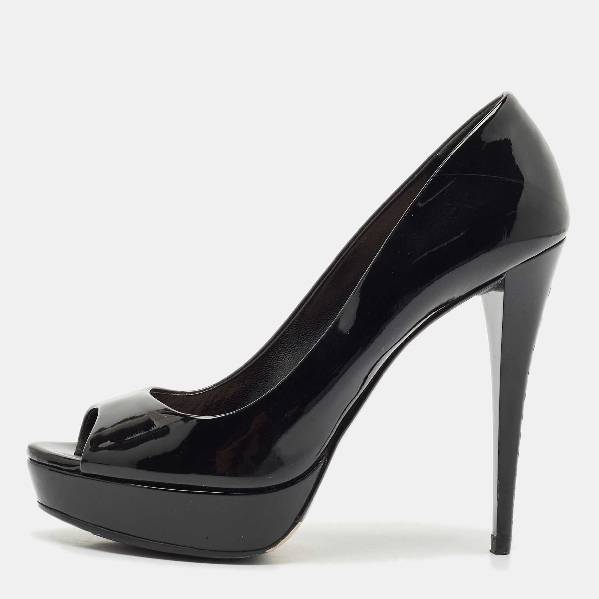 Miu Miu Black Patent Leather Crystal Embellished Heel Peep Toe Pumps Size
Miu Miu Black Patent Leather Crystal Embellished Heel Peep Toe Pumps Size